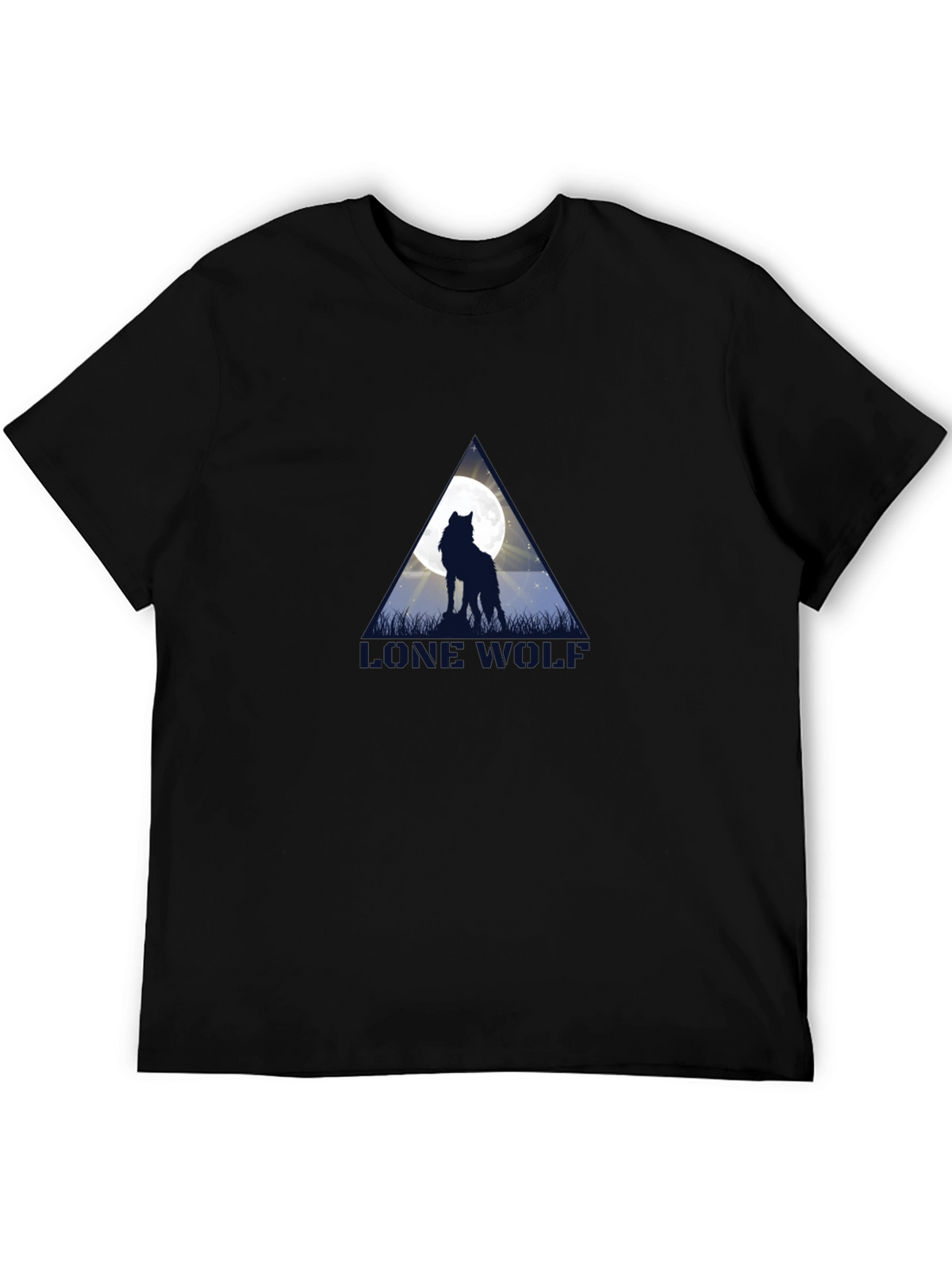 Lone Wolf Moon Graphic Black T-Shirt