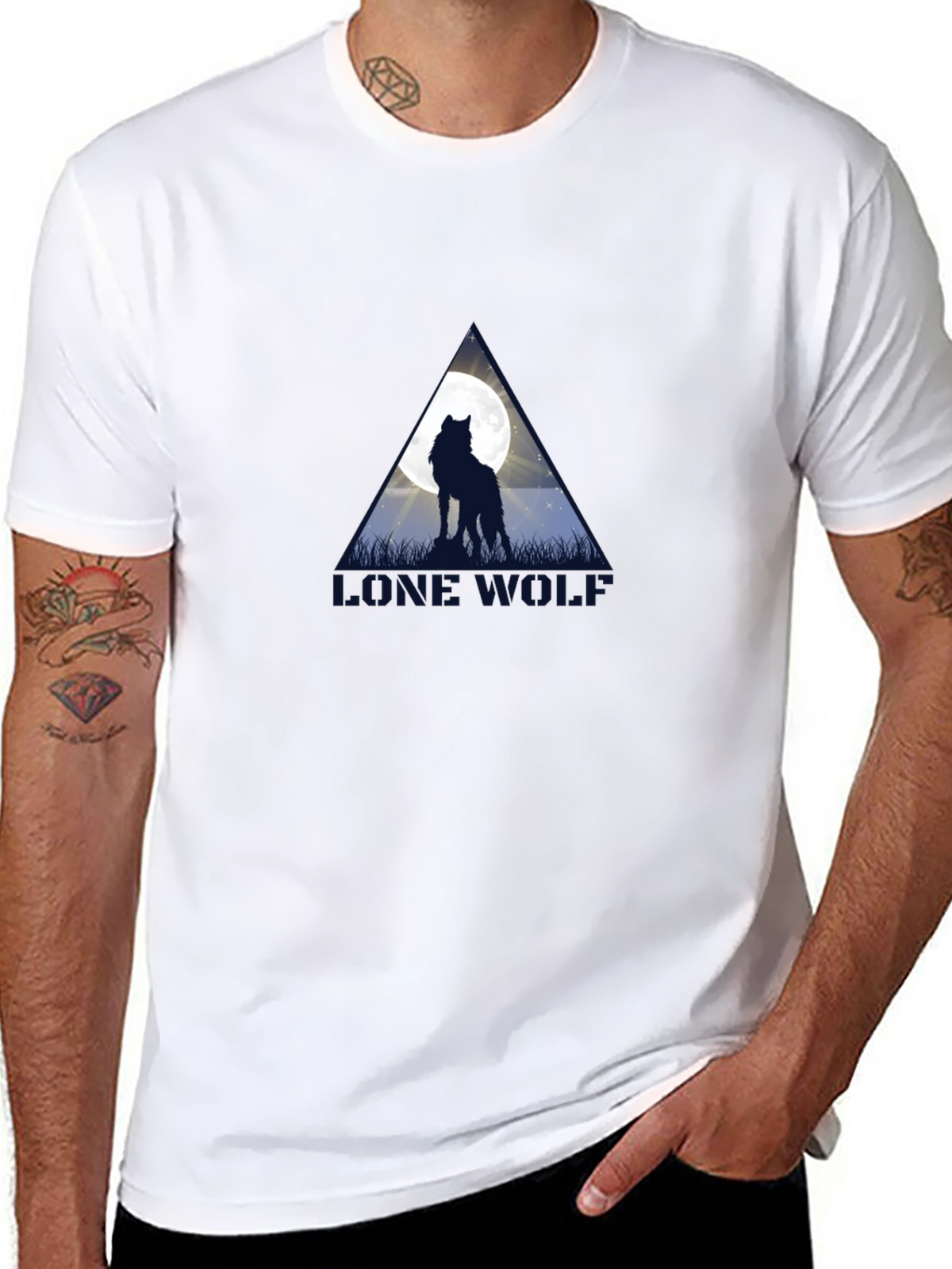 Lone Wolf Moon Graphic Black T-Shirt