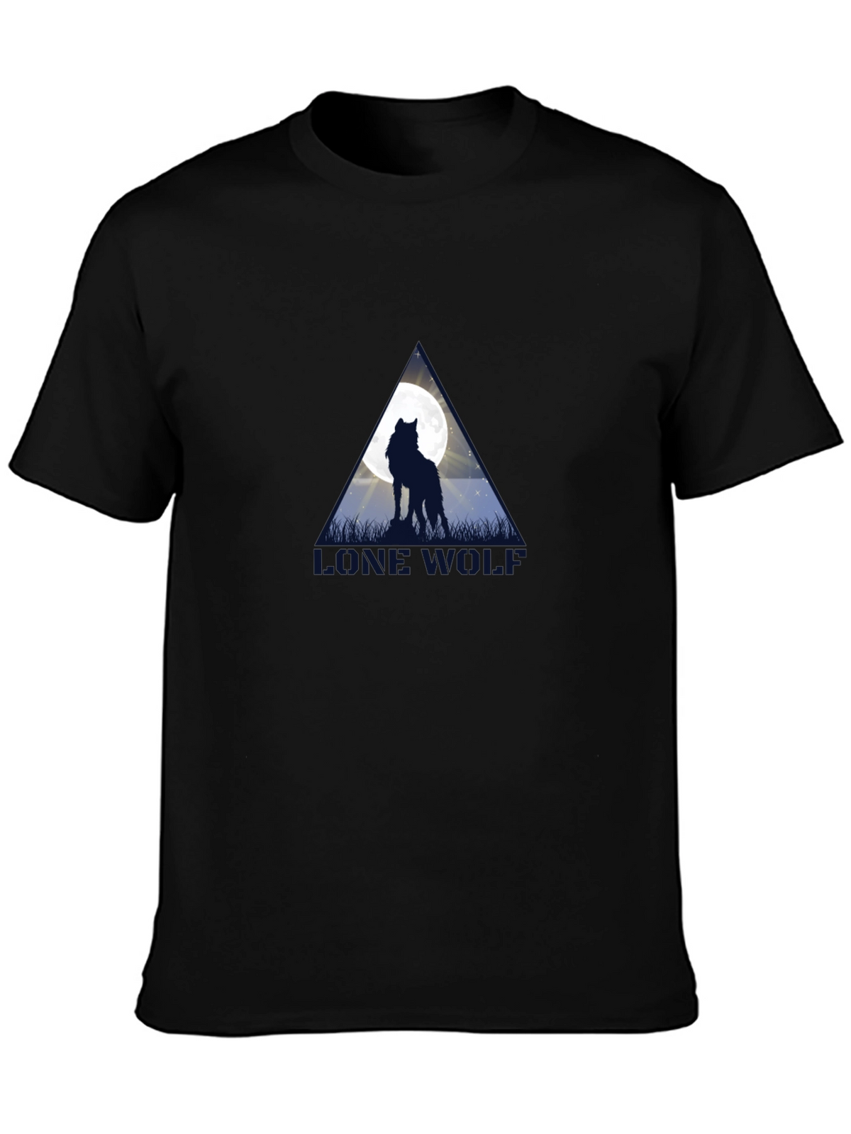 Lone Wolf Moon Graphic Black T-Shirt