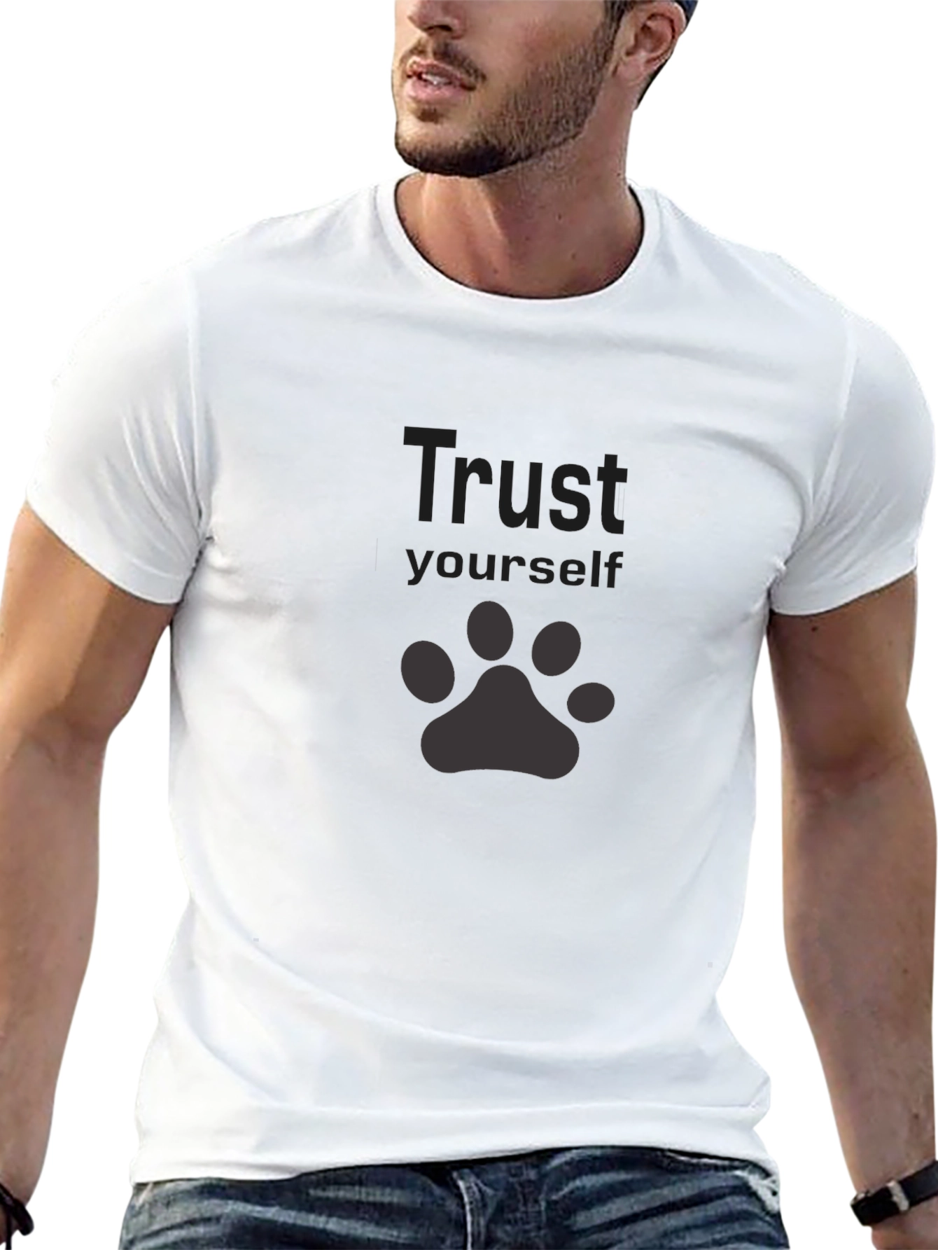 Trust Yourself Paw Print Black T-Shirt