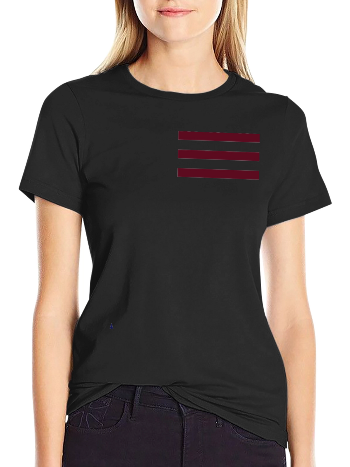Striped Casual Black T-Shirt