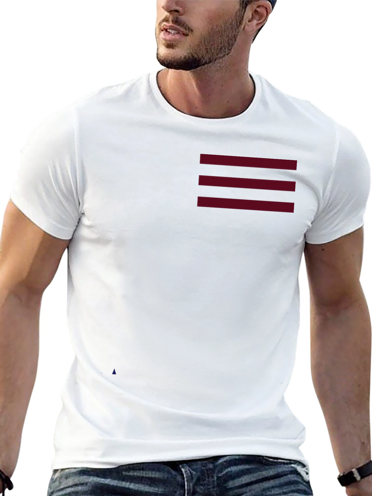 Striped Casual Black T-Shirt