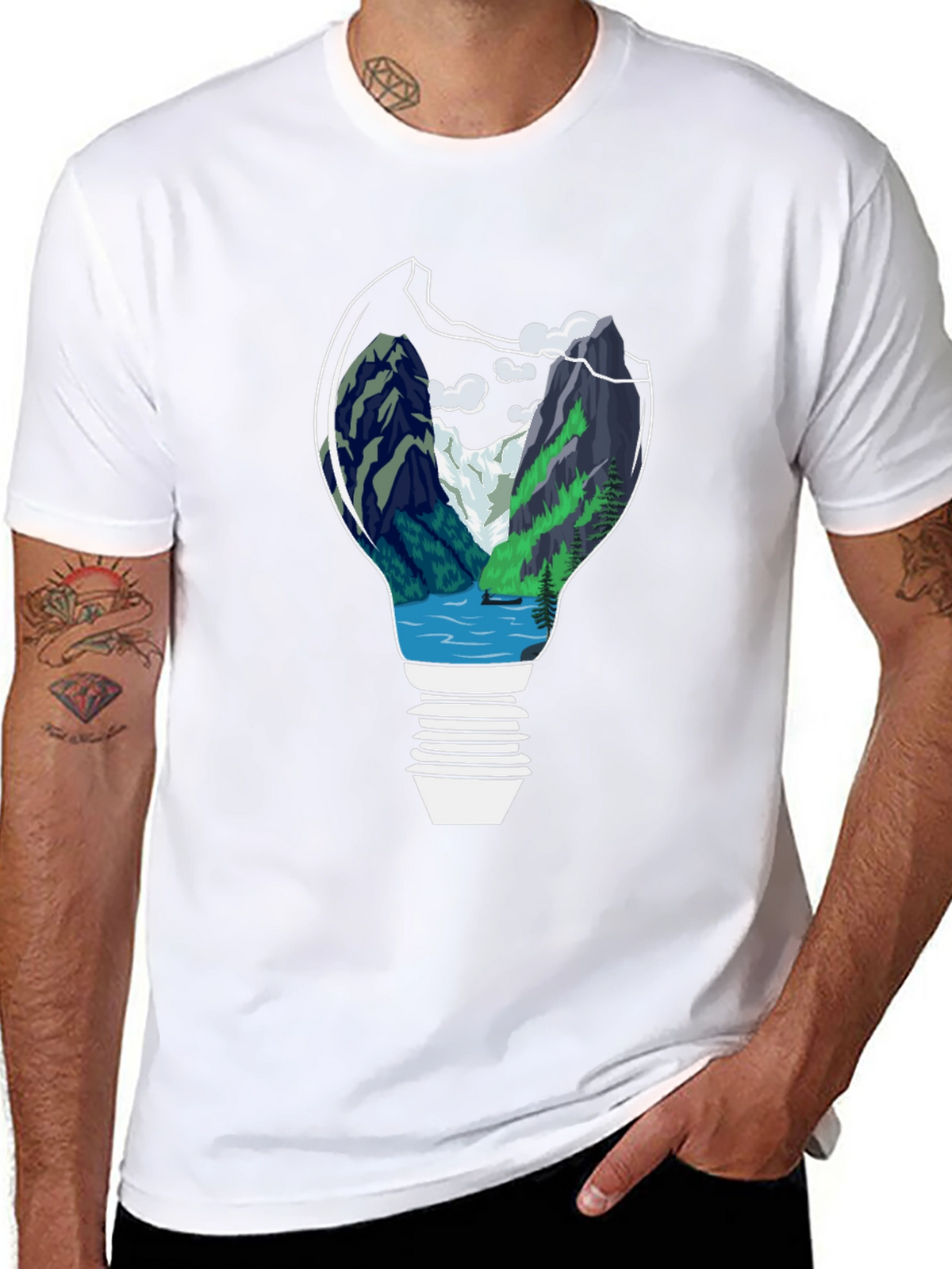 Nature Lightbulb Graphic Tee - Black