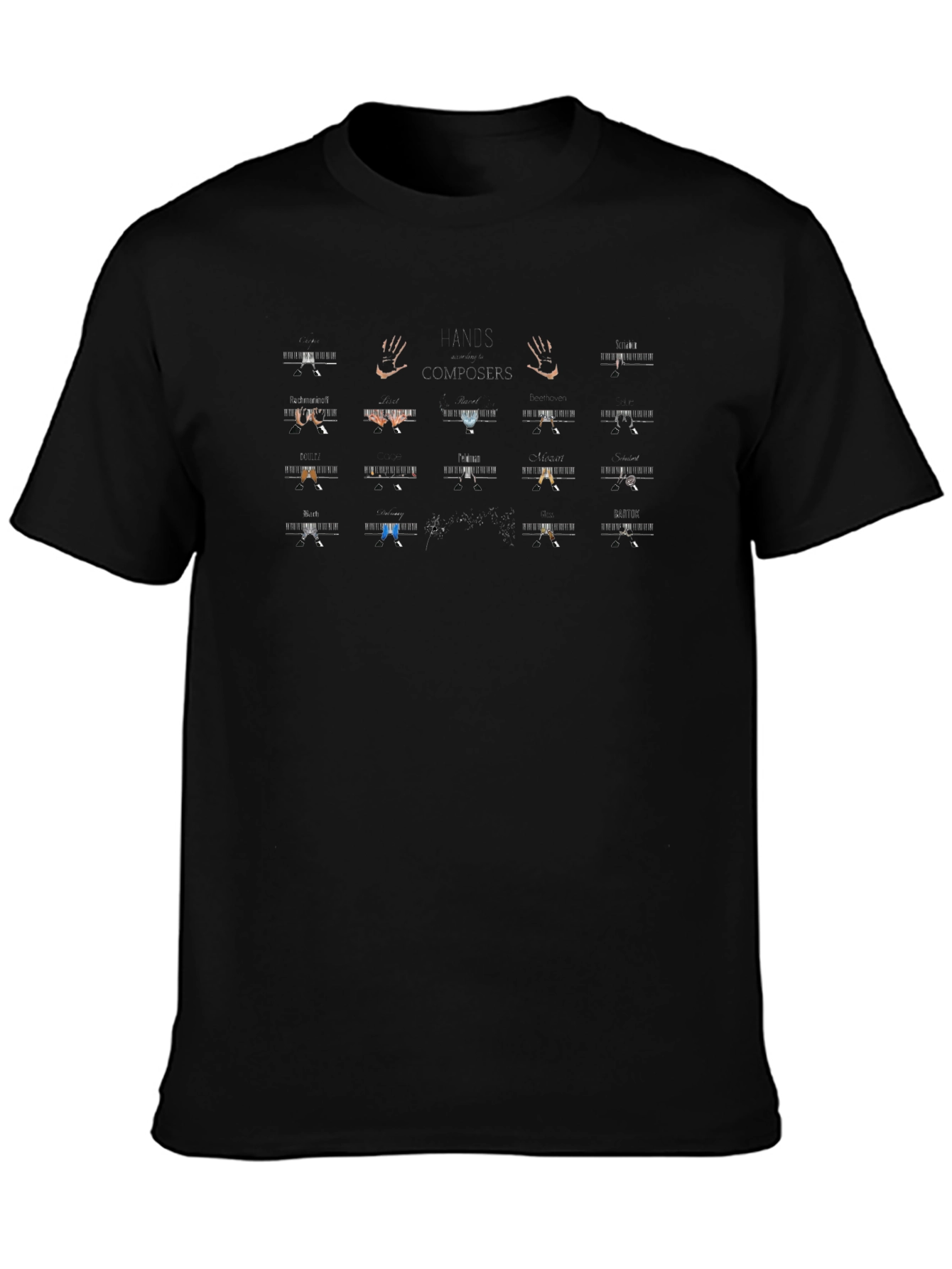 Abstract Hands Graphic Black T-Shirt