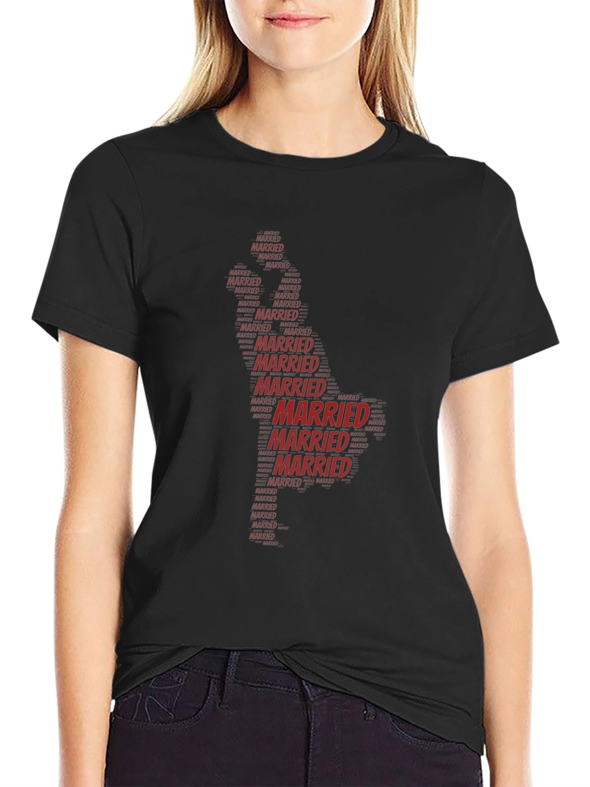 Married Word Art Graphic T-Shirt