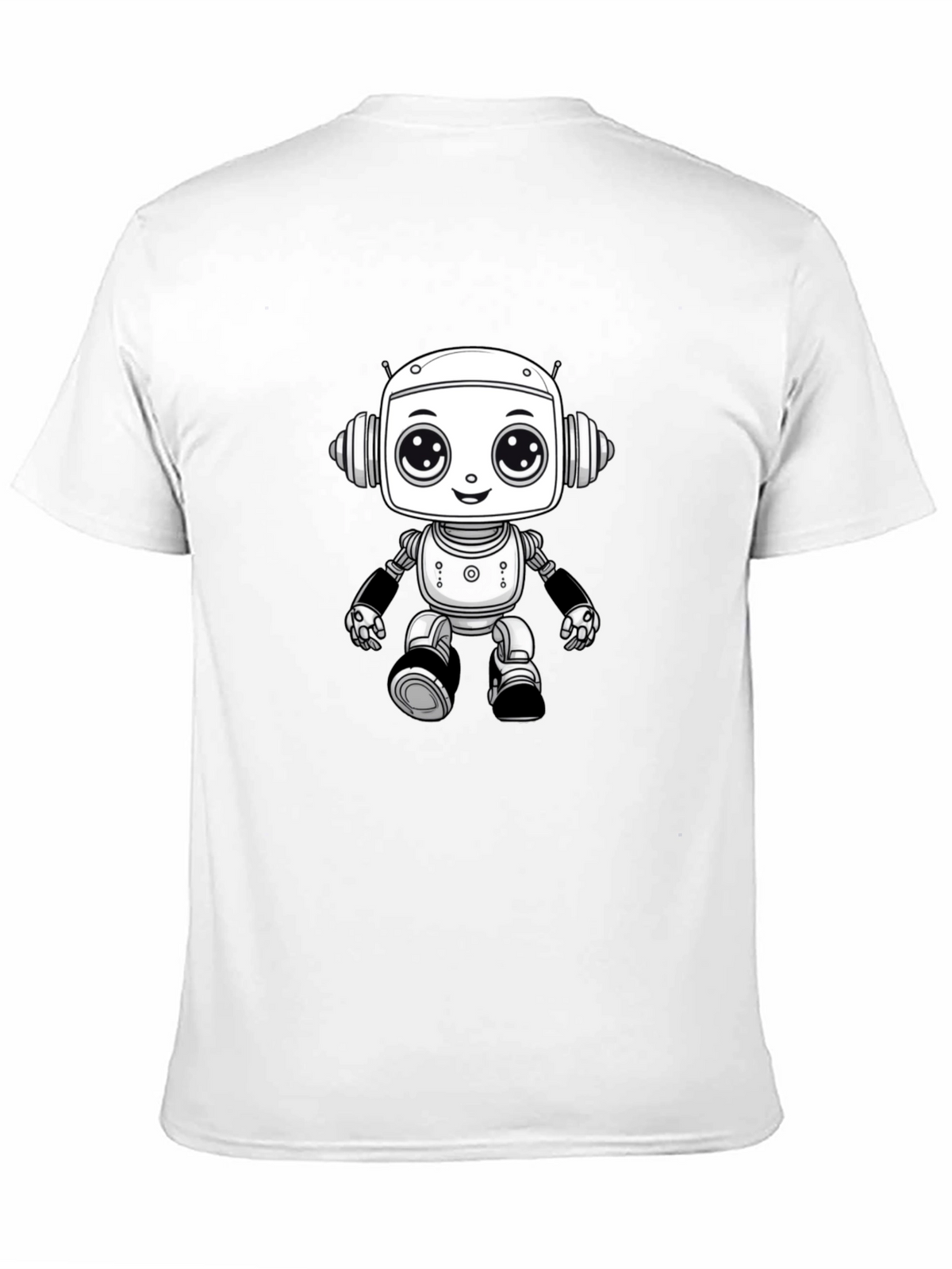 Cute Robot Graphic Tee - Black