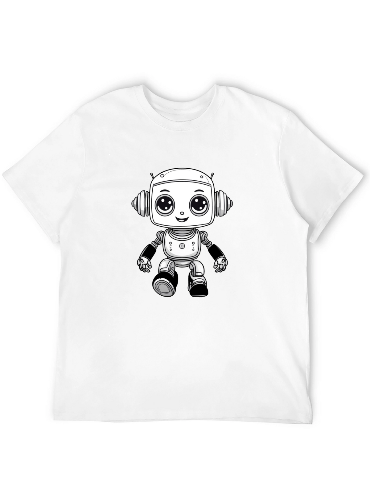 Cute Robot Graphic Tee - Black