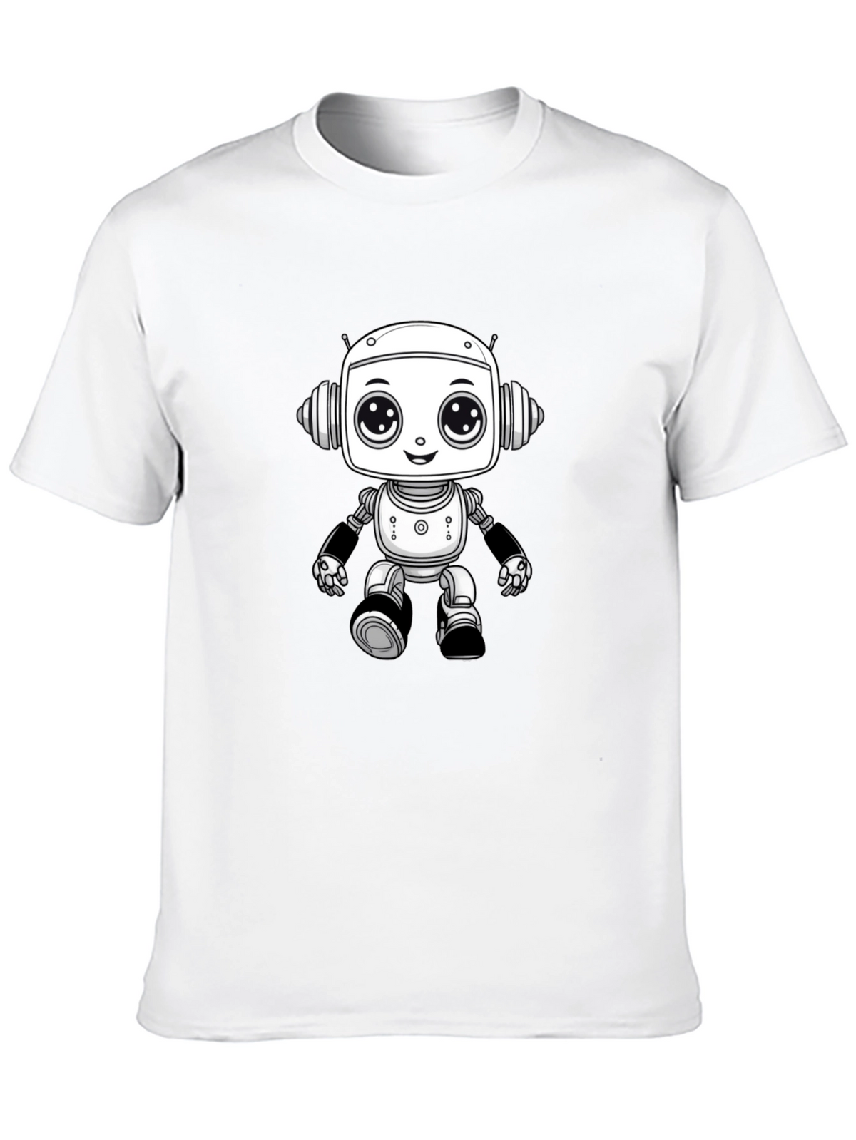 Cute Robot Graphic Tee - Black