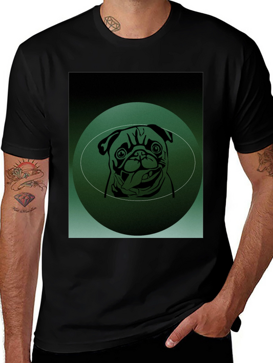 Pug Portrait Graphic Tee - Mens Black T-Shirt