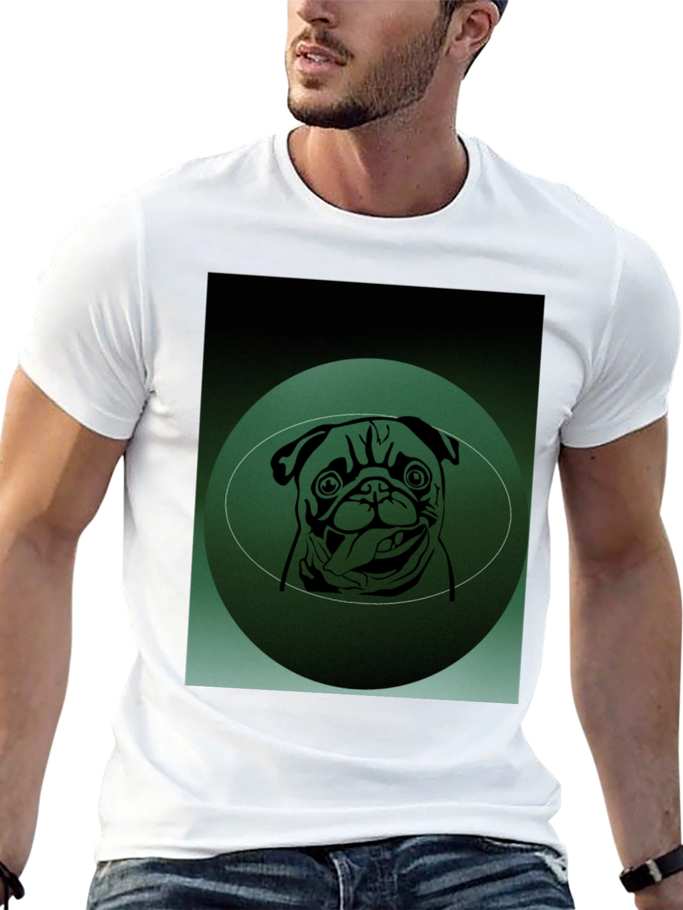 Pug Portrait Graphic Tee - Mens Black T-Shirt