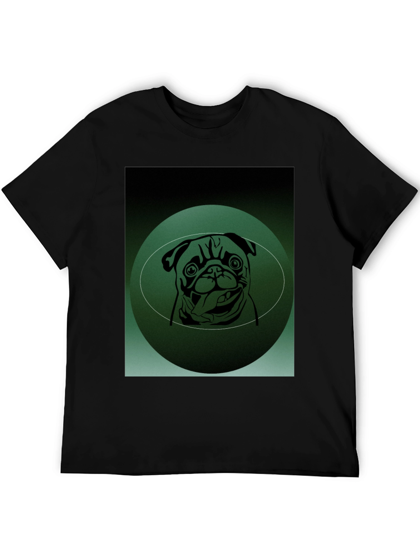 Pug Portrait Graphic Tee - Mens Black T-Shirt