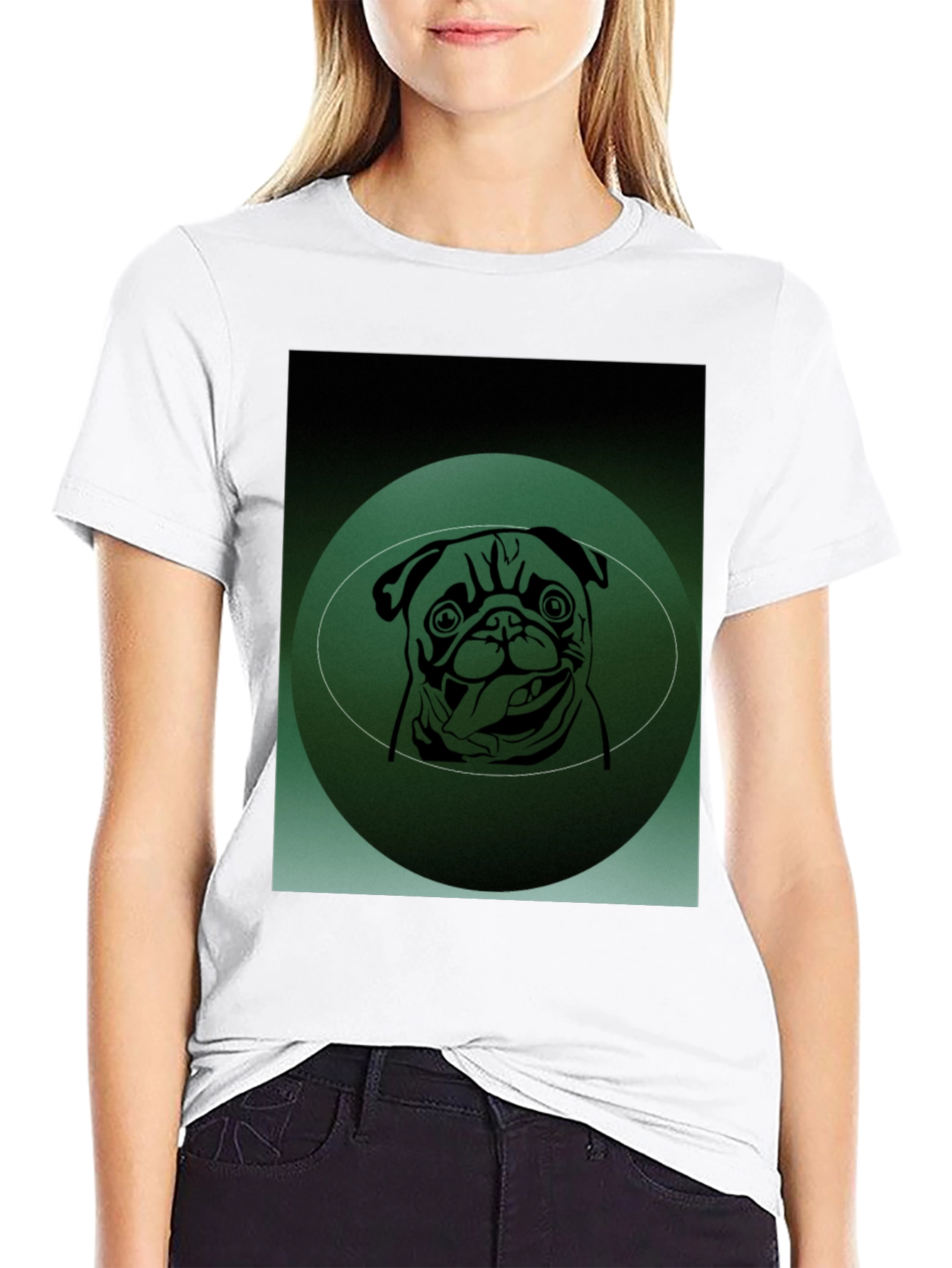 Pug Portrait Graphic Tee - Mens Black T-Shirt