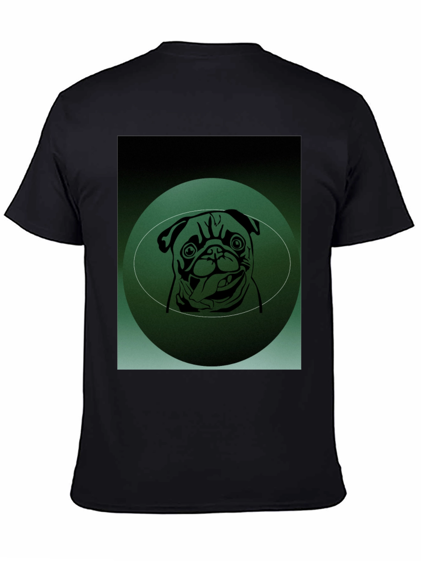Pug Portrait Graphic Tee - Mens Black T-Shirt