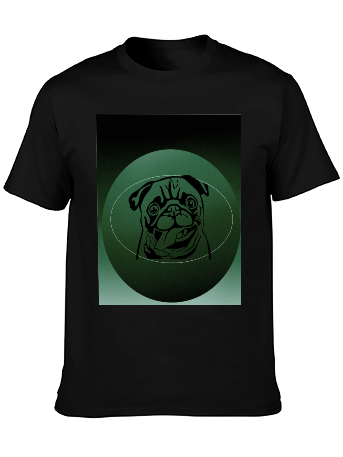 Pug Portrait Graphic Tee - Mens Black T-Shirt