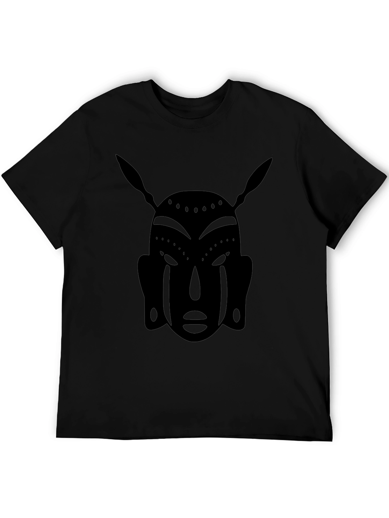 Tribal Mask Graphic Tee - Stylish Mens Black T-Shirt