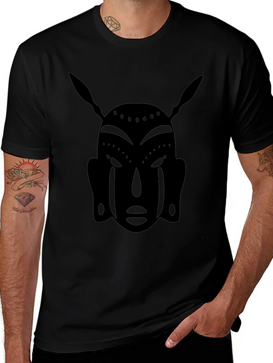 Tribal Mask Graphic Tee - Stylish Mens Black T-Shirt
