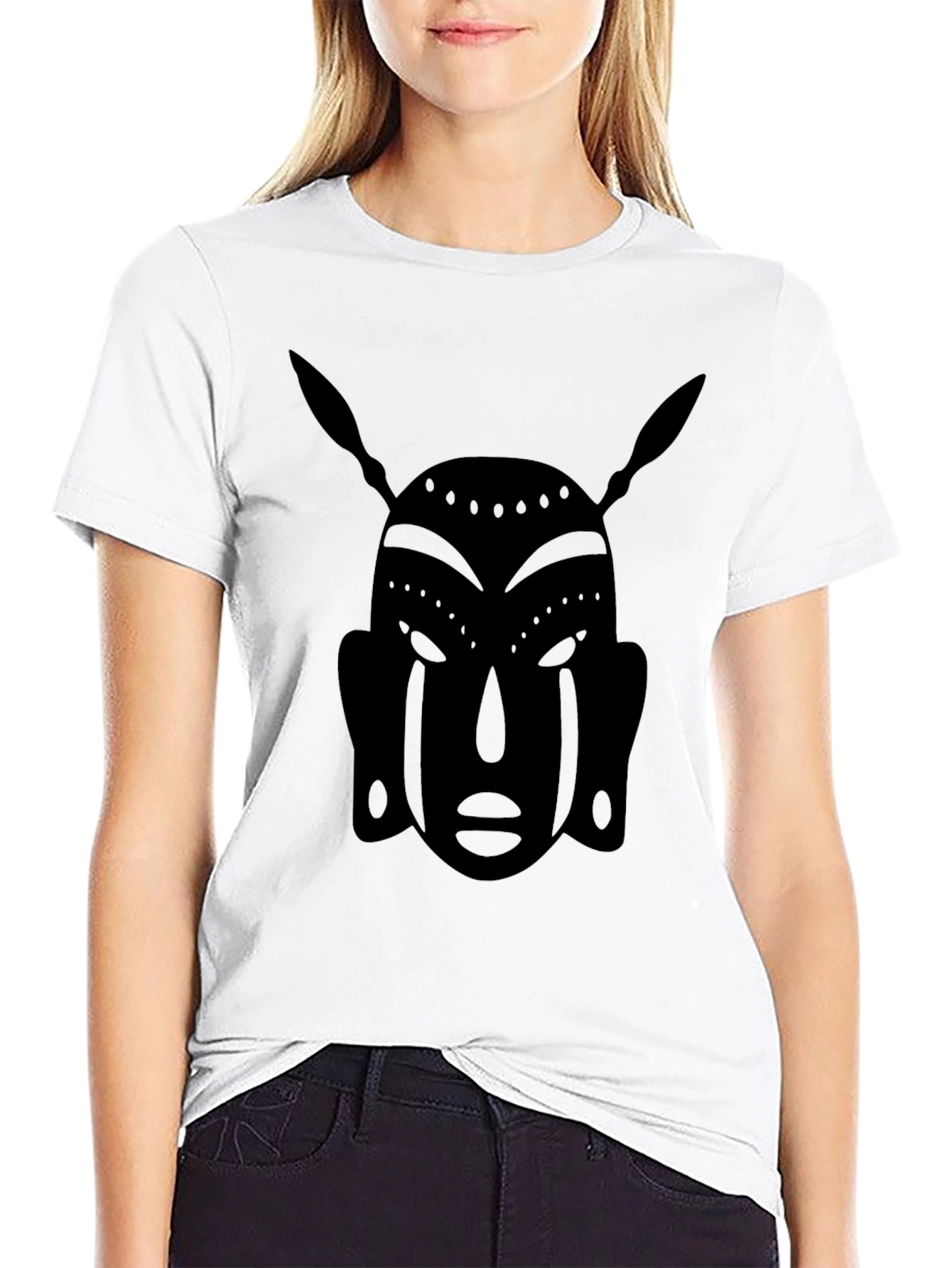 Tribal Mask Graphic Tee - Stylish Mens Black T-Shirt