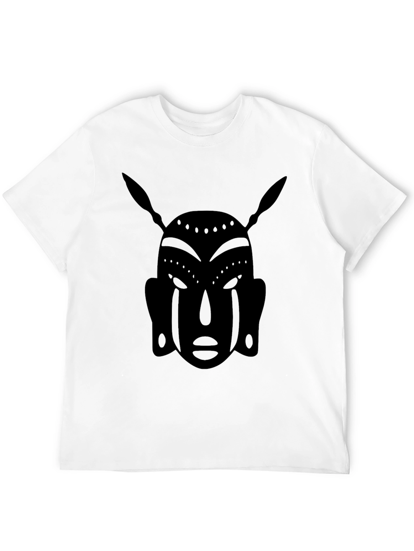 Tribal Mask Graphic Tee - Stylish Mens Black T-Shirt