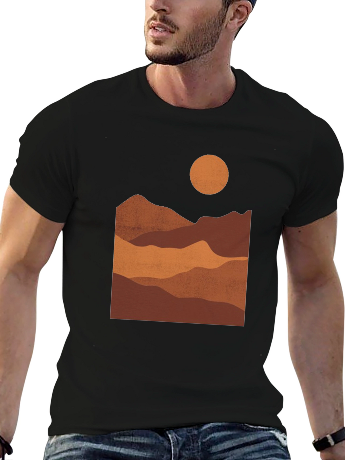 Mountain Landscape Graphic Tee - Black