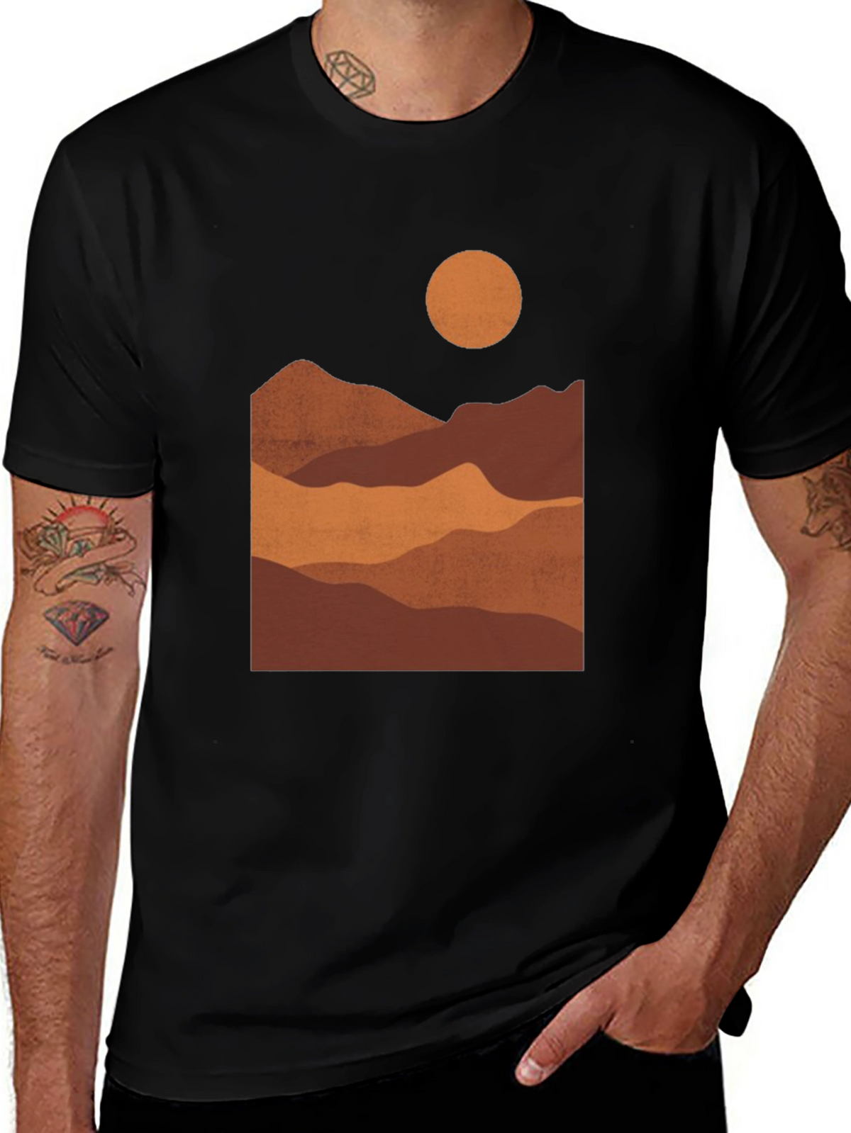 Mountain Landscape Graphic Tee - Black