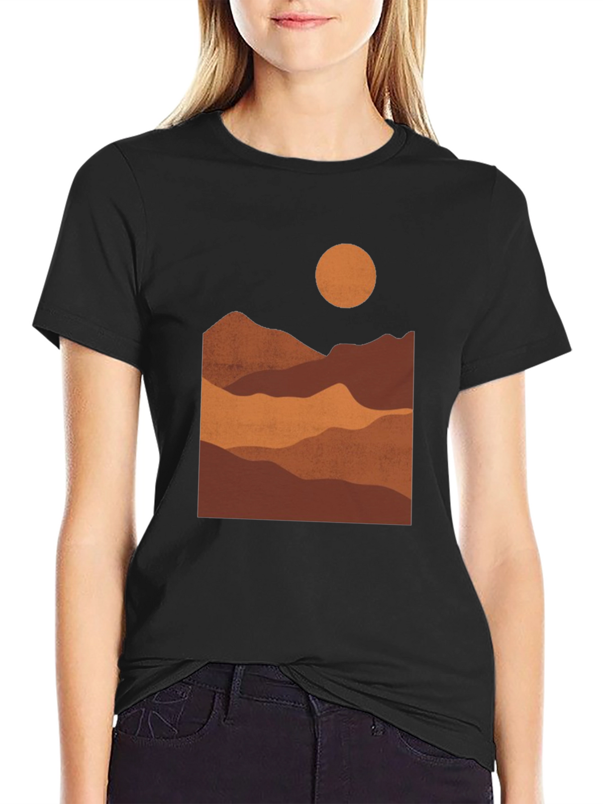 Mountain Landscape Graphic Tee - Black