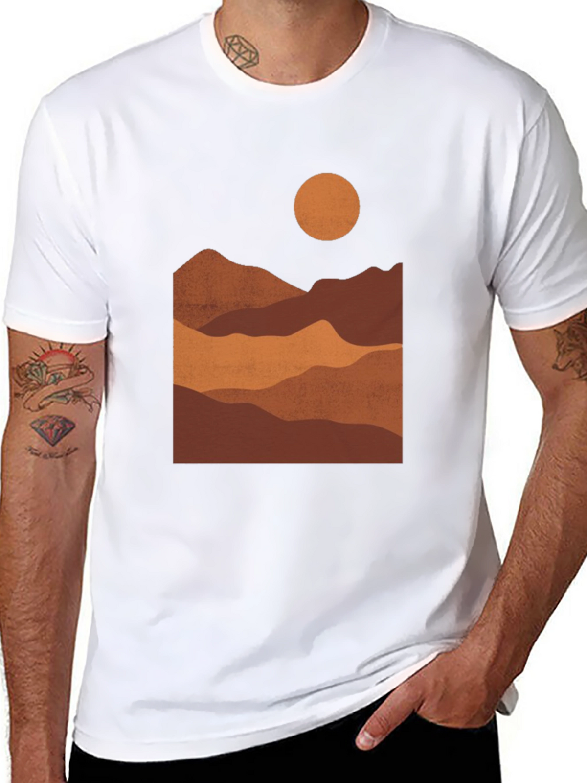 Mountain Landscape Graphic Tee - Black