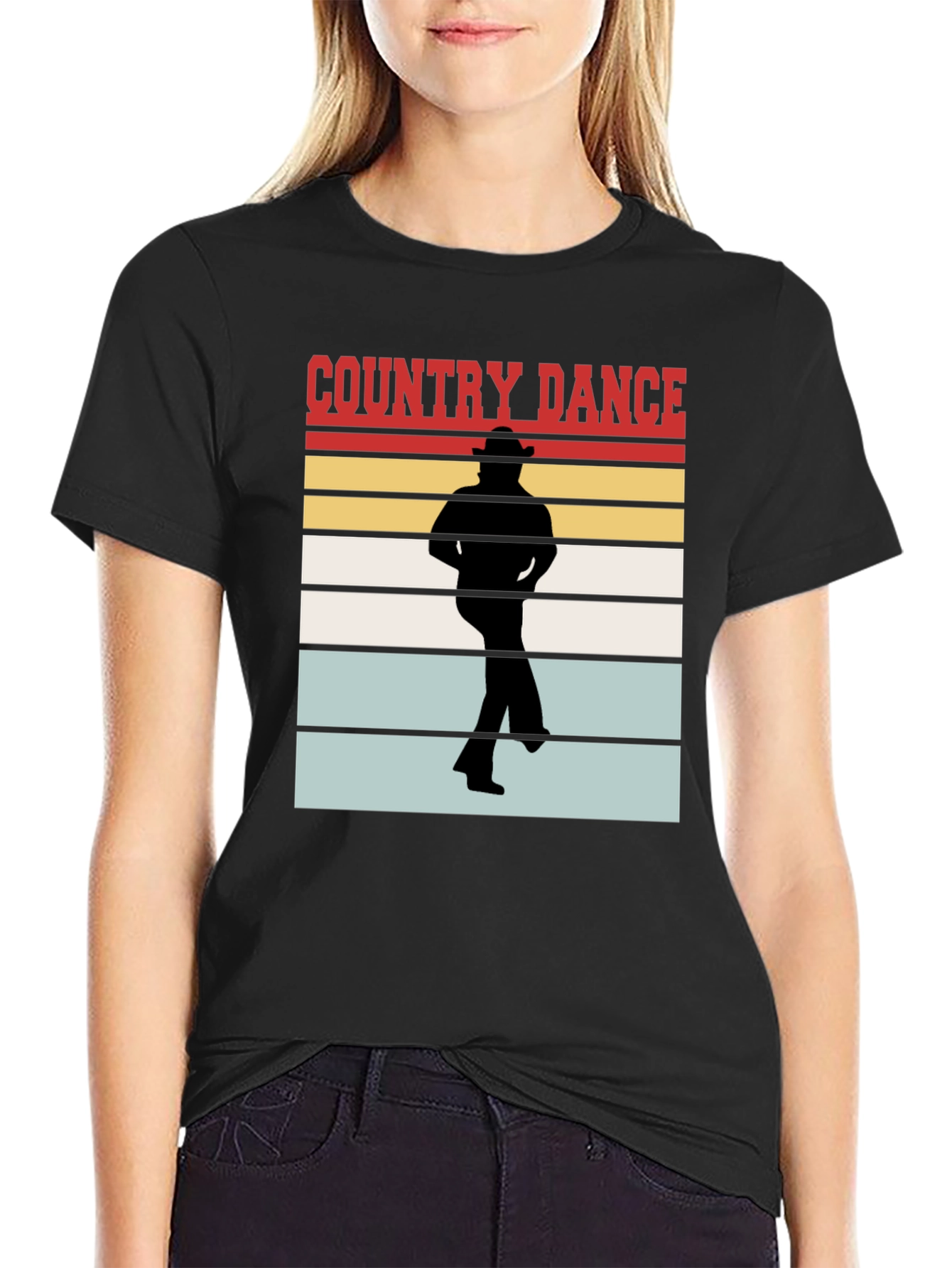 Country Dance Graphic T-Shirt - Western Style