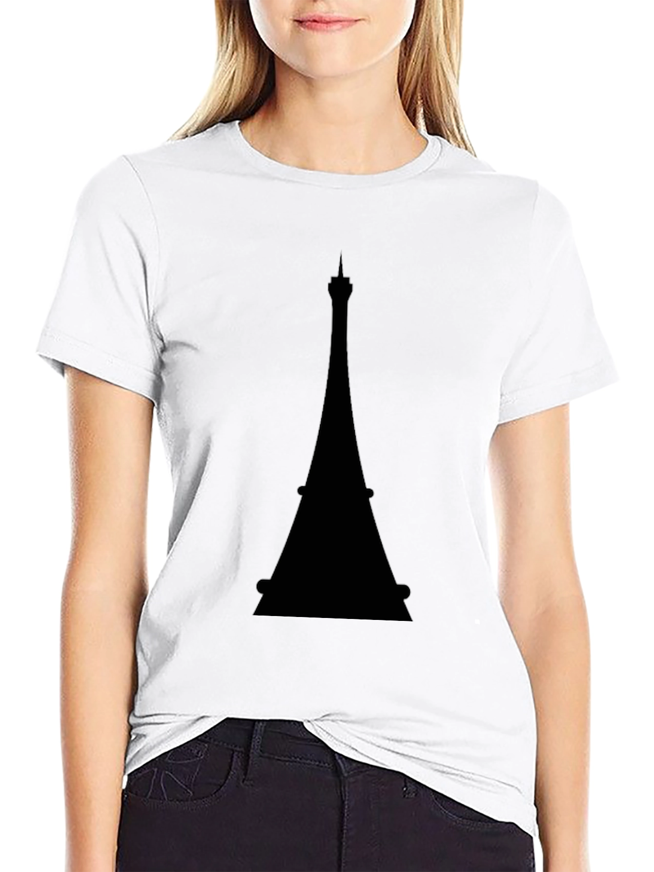 Eiffel Tower Graphic Tee - Black Cotton T-Shirt