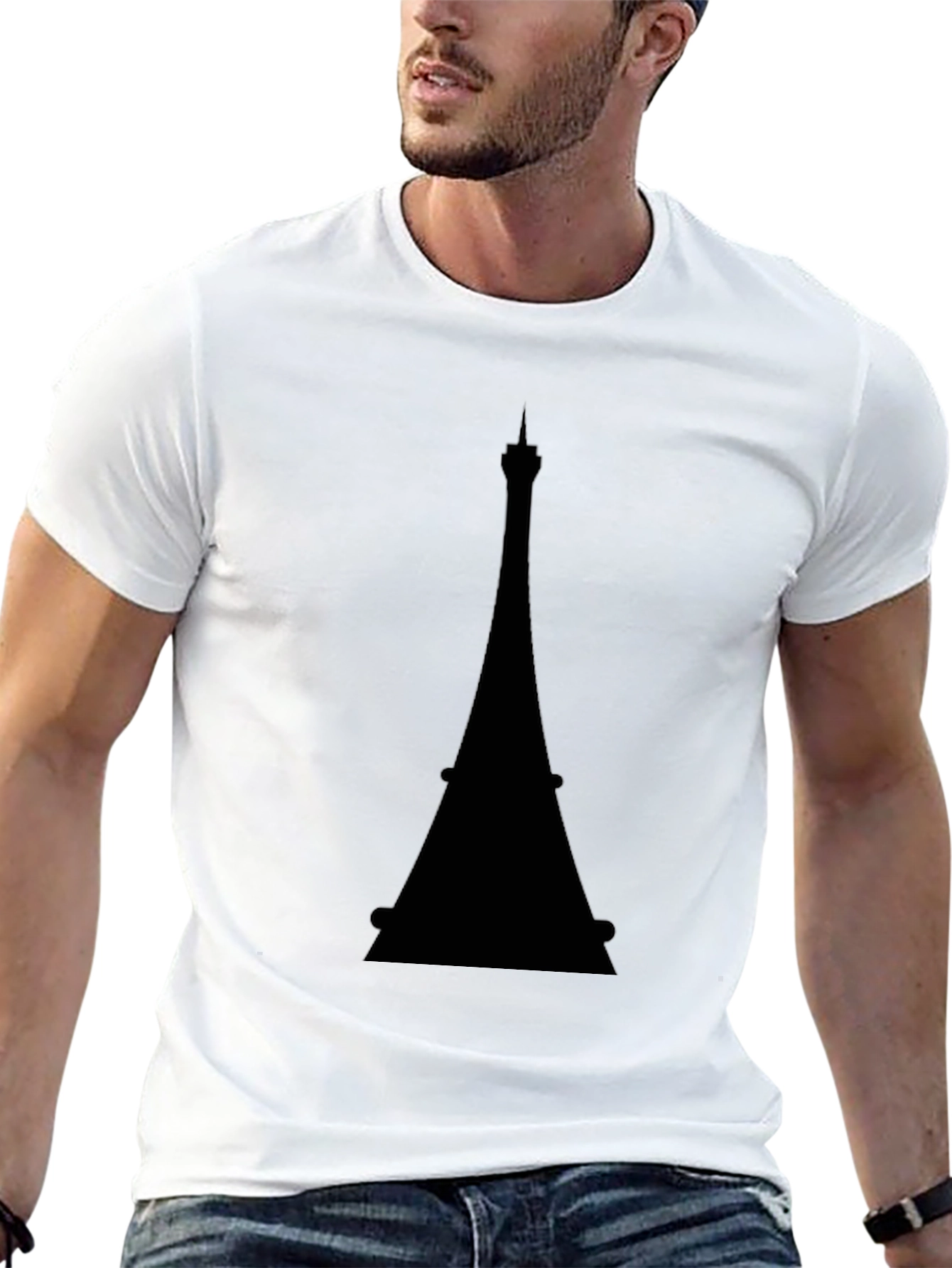 Eiffel Tower Graphic Tee - Black Cotton T-Shirt