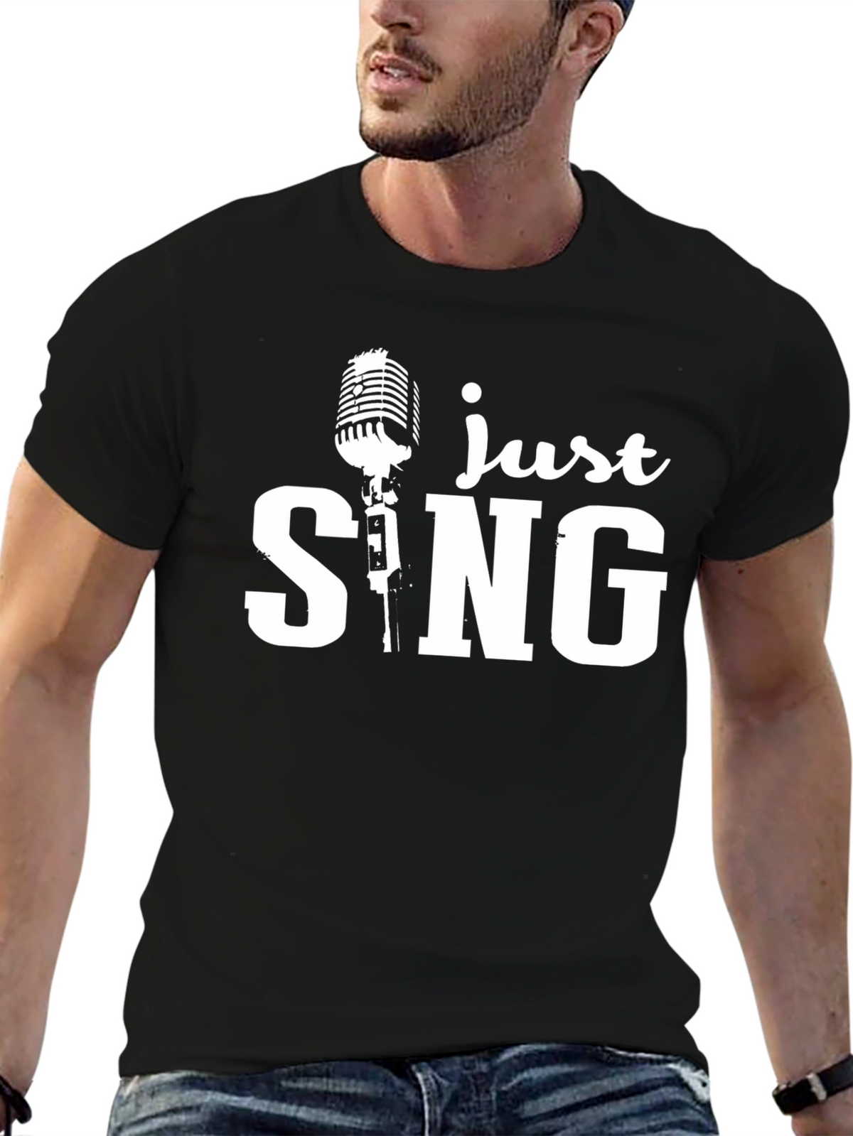 Just Sing T-Shirt - Retro Microphone Design