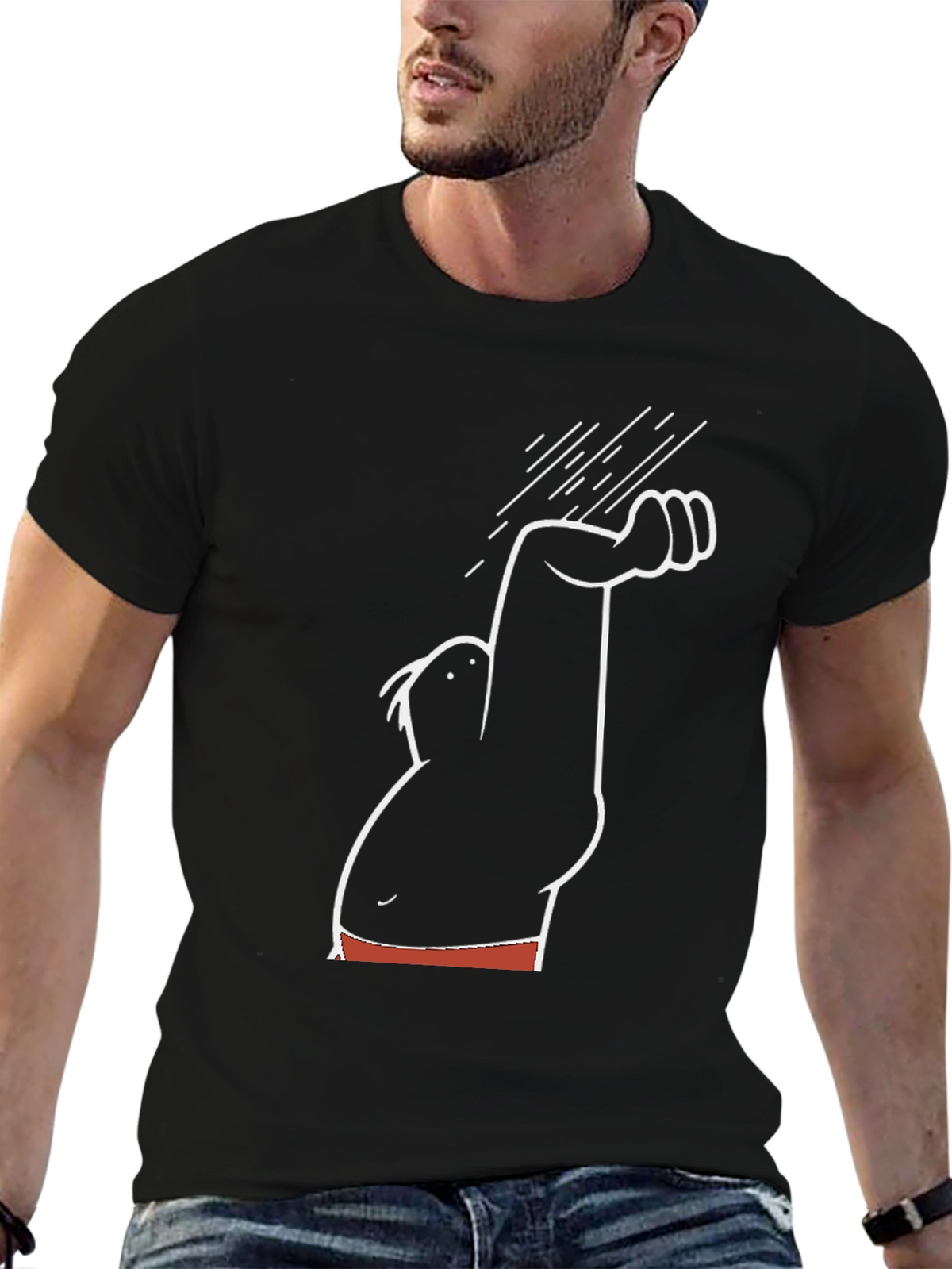 Funny Cartoon Graphic Tee - Black