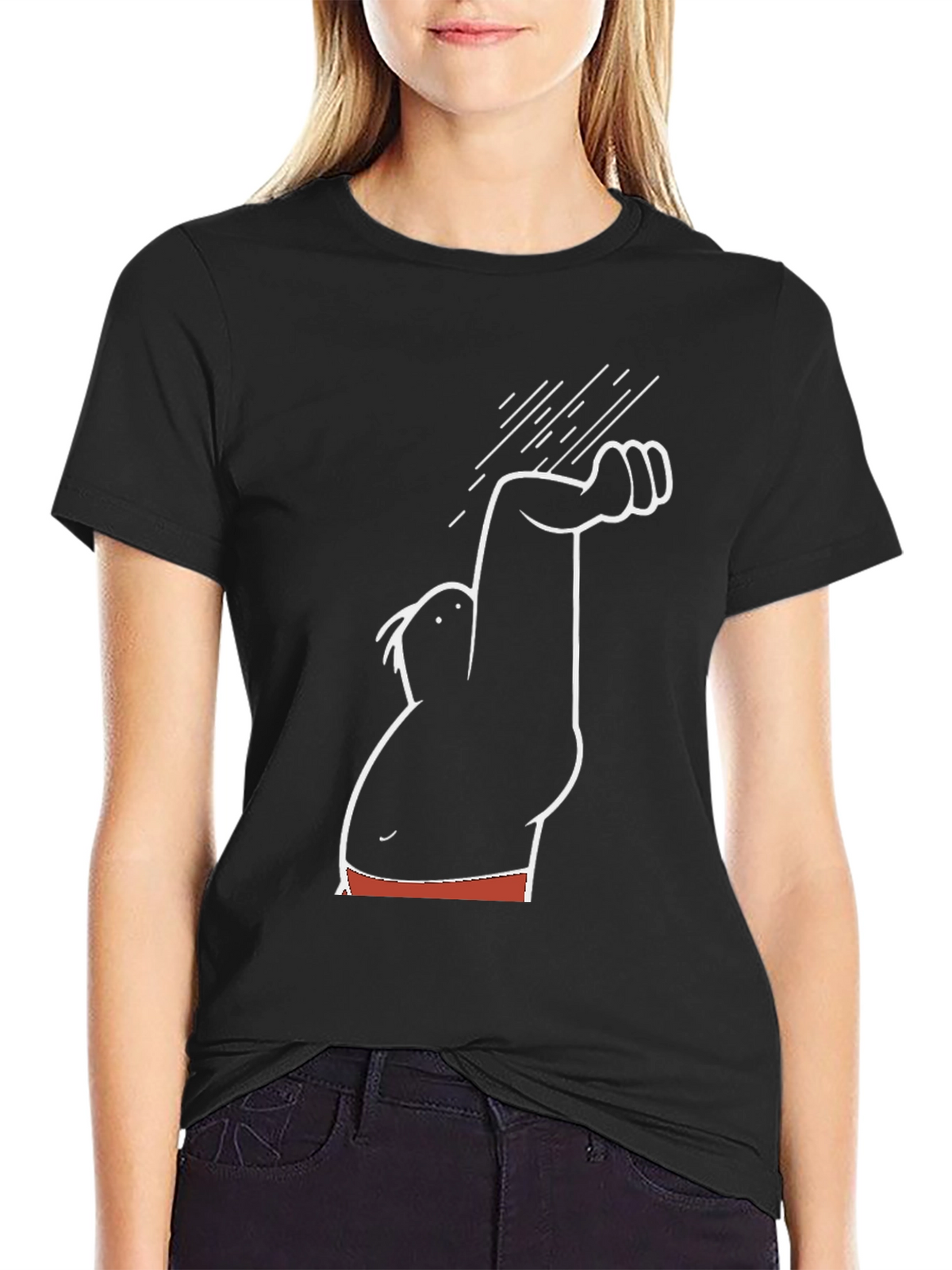 Funny Cartoon Graphic Tee - Black