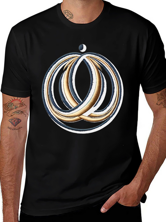 Cosmic Rings Graphic Tee - Black Cotton Blend Comfort Fit