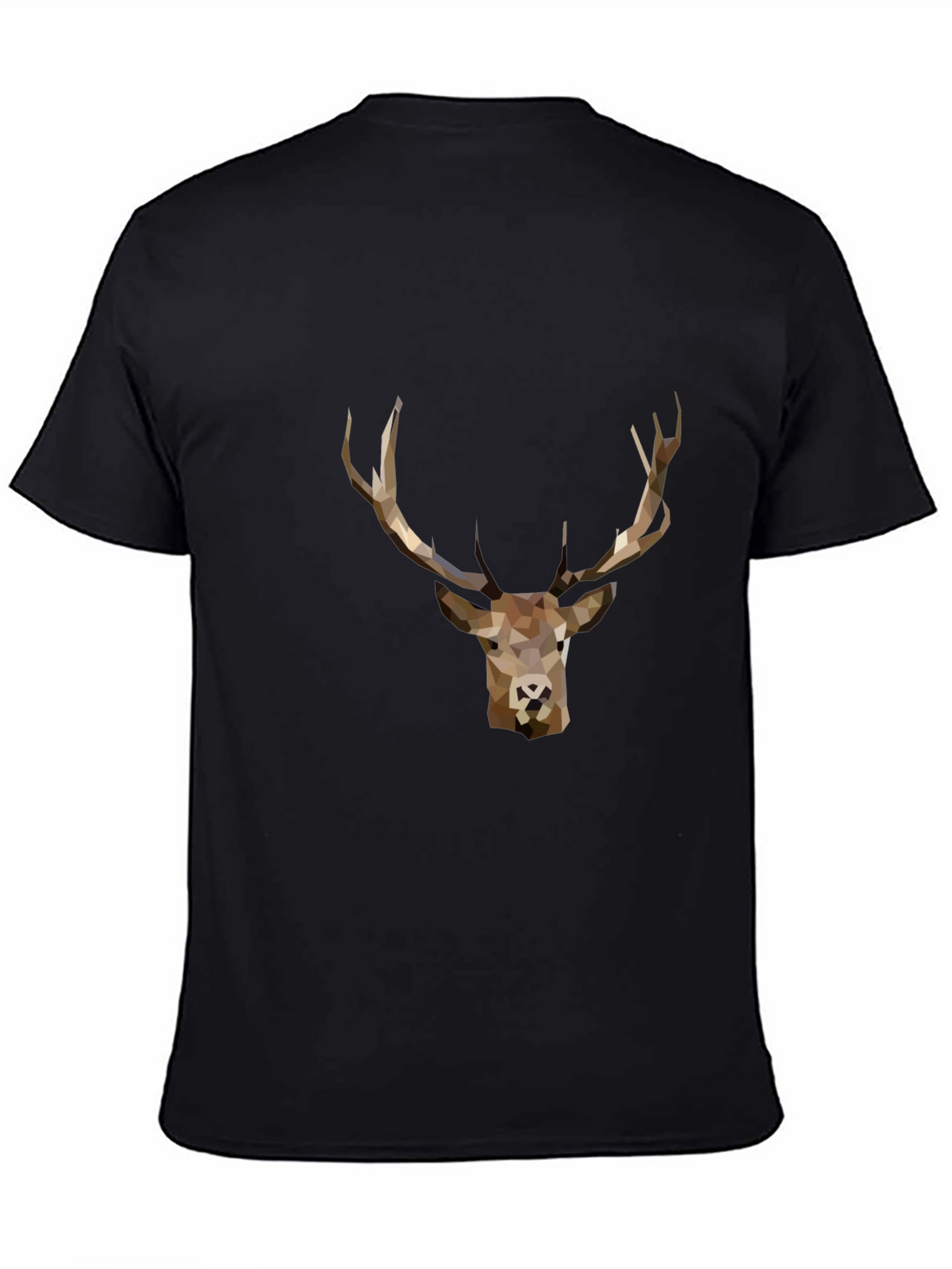 Geometric Deer Graphic Tee - Black