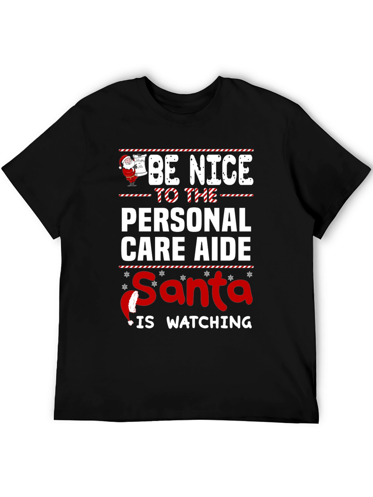 Personal Care Aide Santa Watching T-Shirt