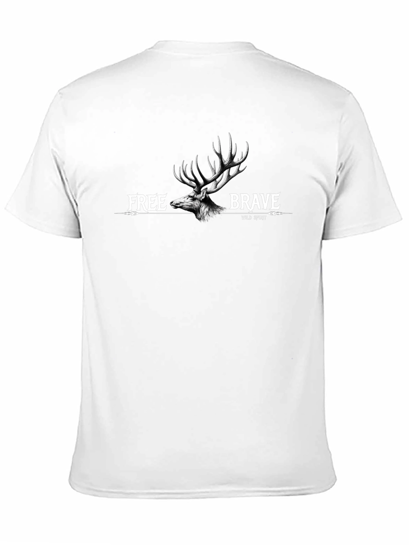 Wild Spirit Deer Graphic Tee - Black Cotton Blend