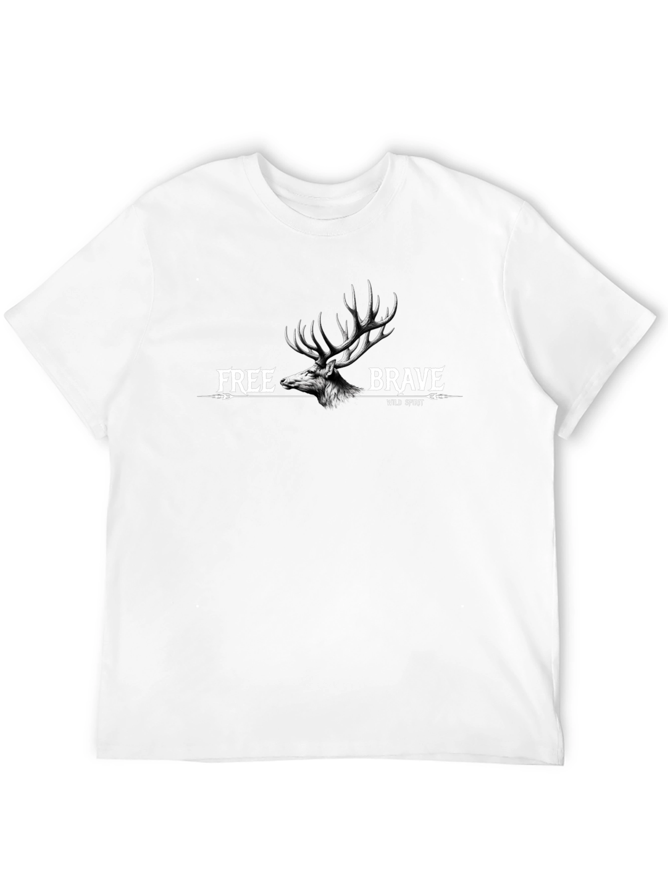 Wild Spirit Deer Graphic Tee - Black Cotton Blend
