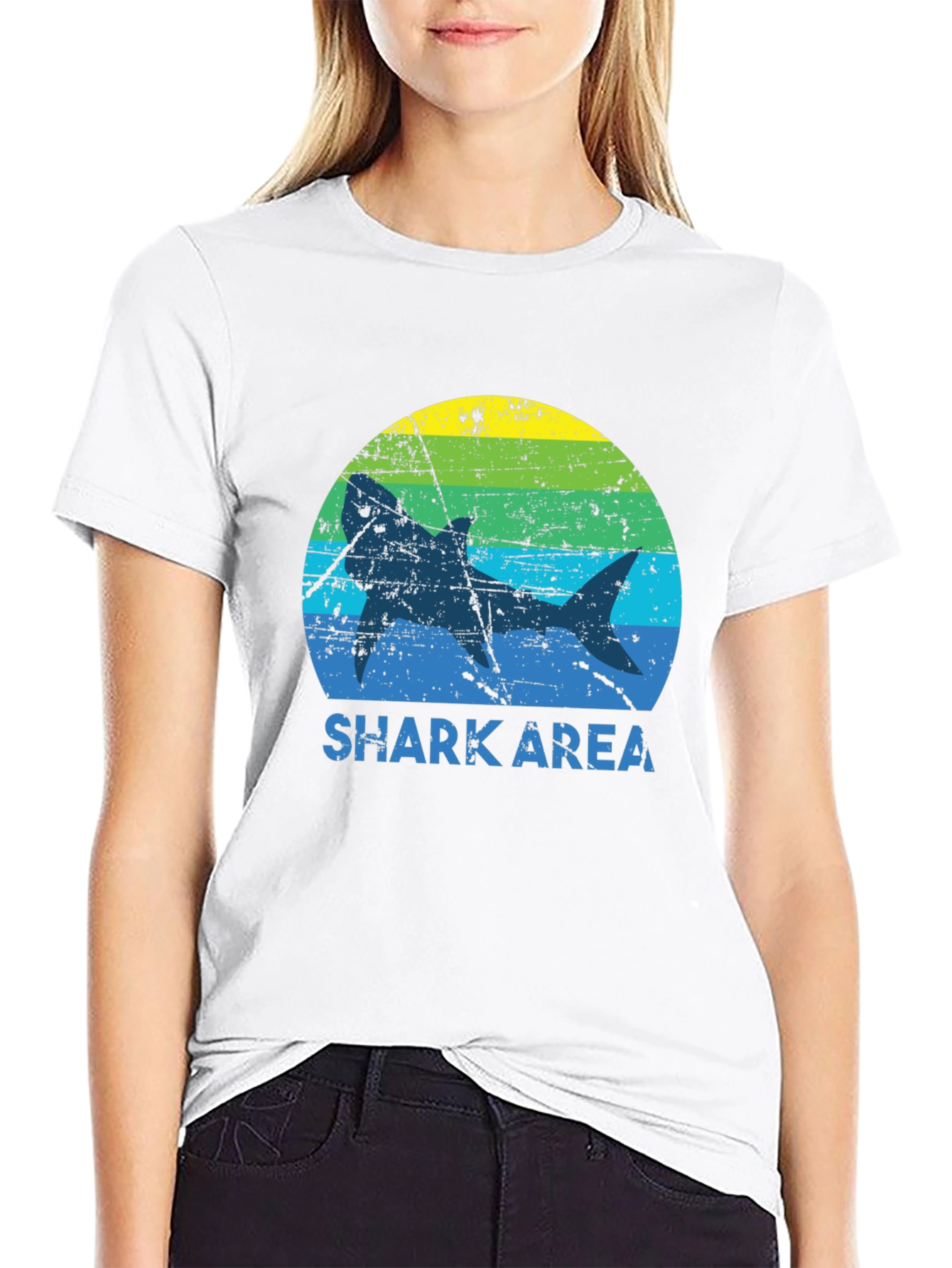Shark Area Graphic Tee - Distressed Style