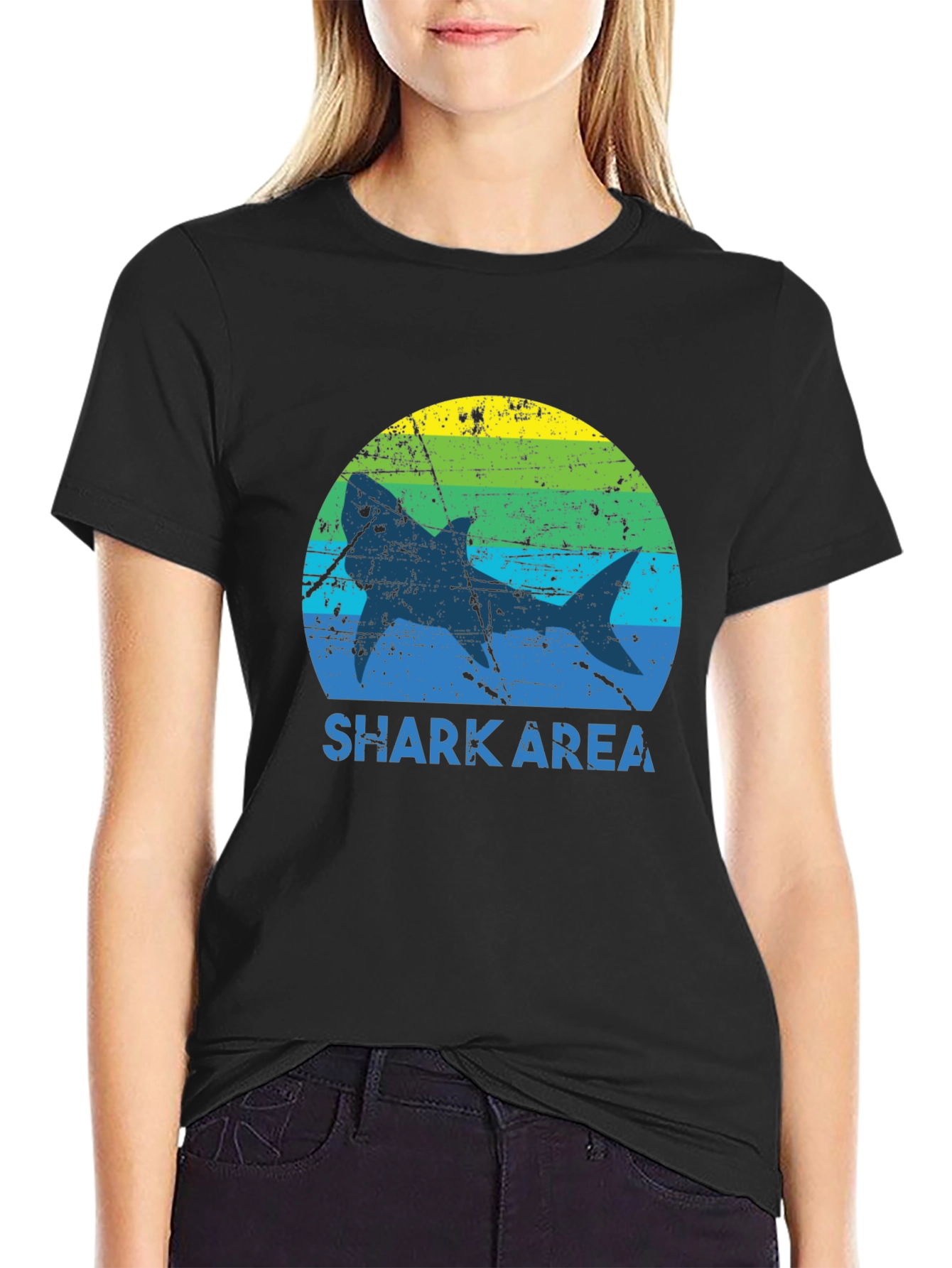 Shark Area Graphic Tee - Distressed Style