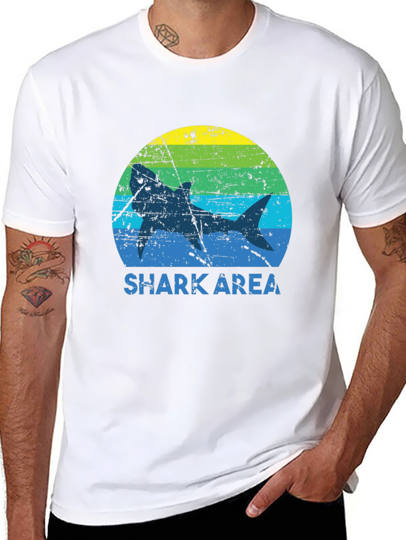Shark Area Graphic Tee - Distressed Style