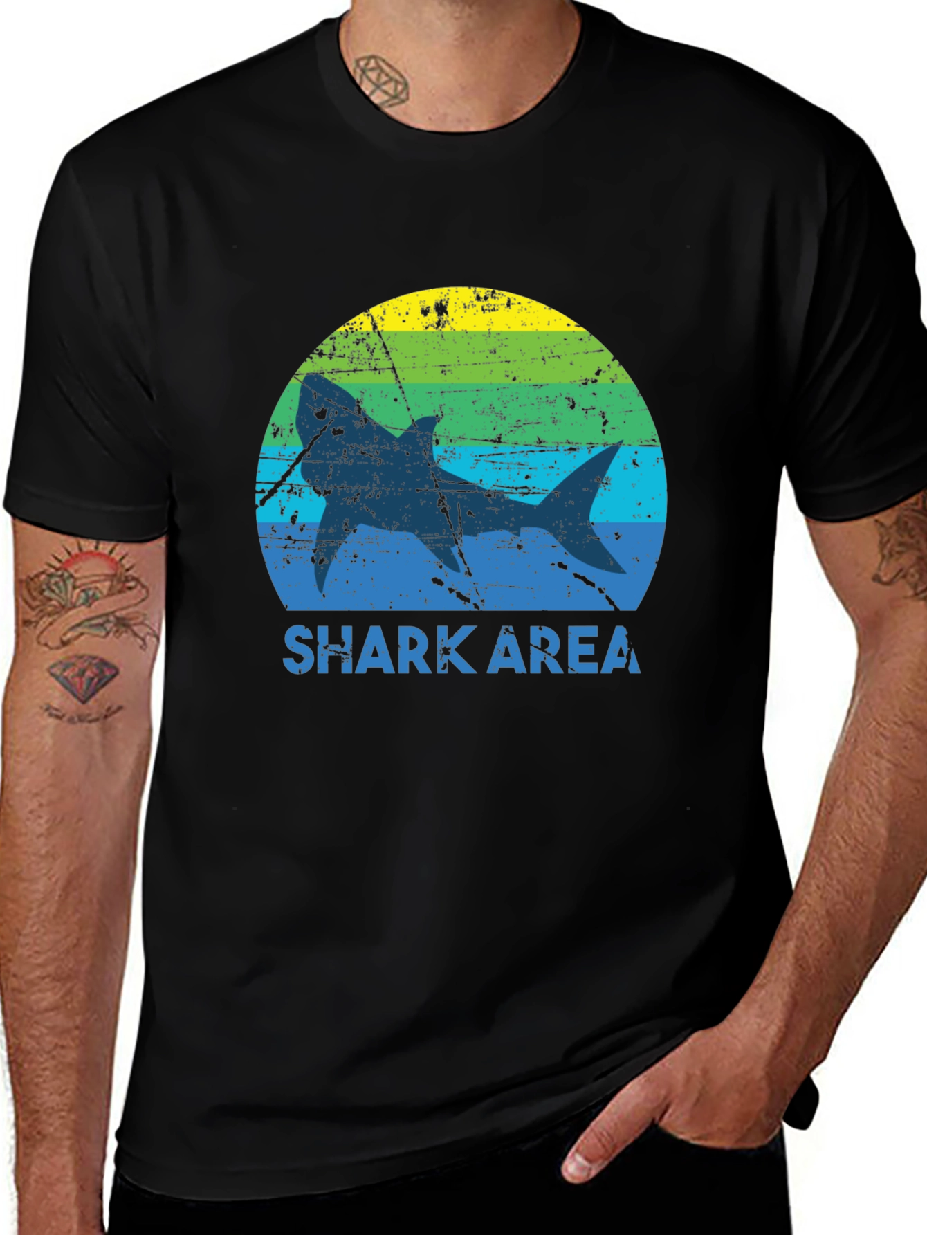 Shark Area Graphic Tee - Distressed Style