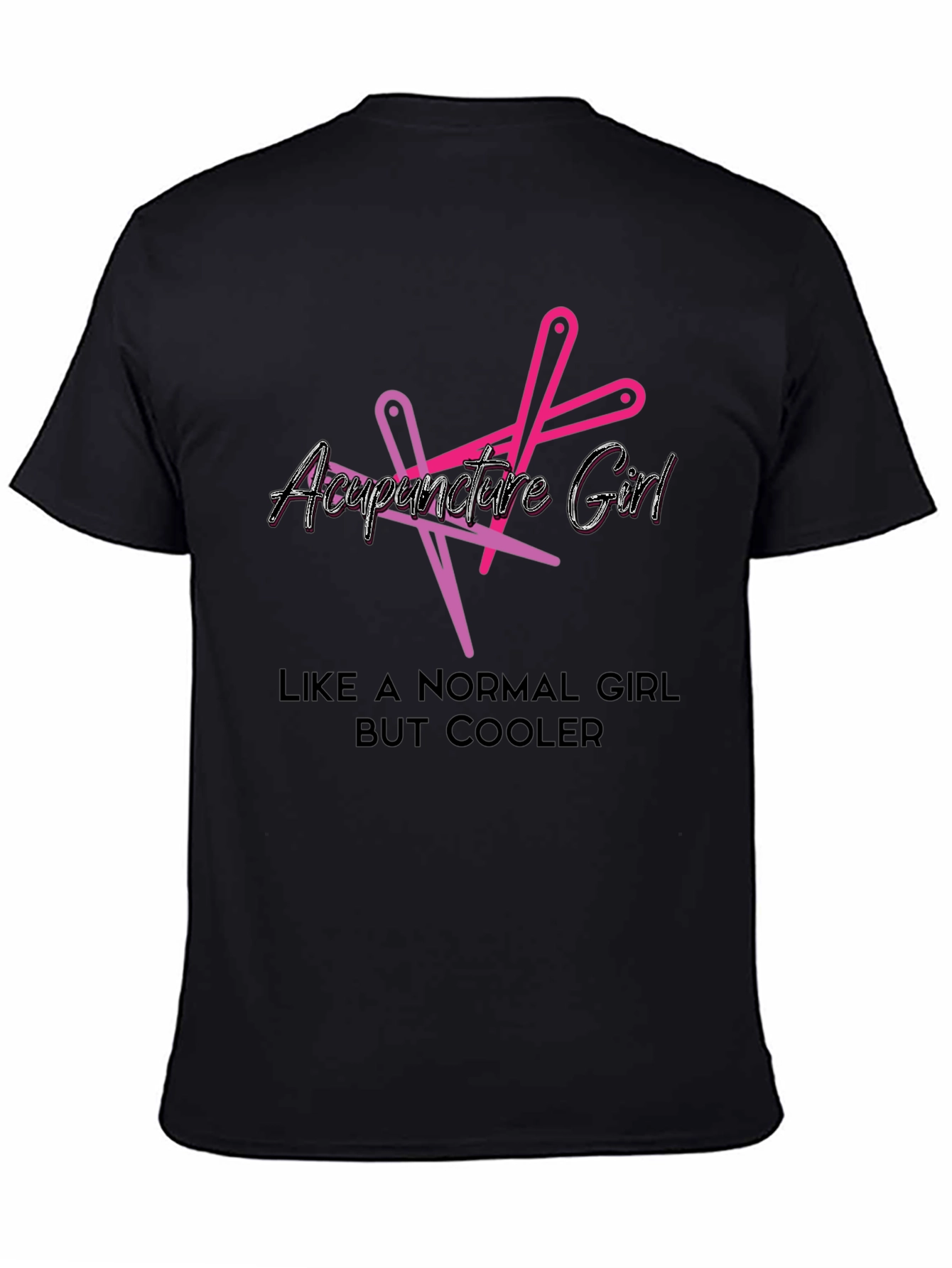 Acupuncture Girl Cool Graphic Black T-Shirt