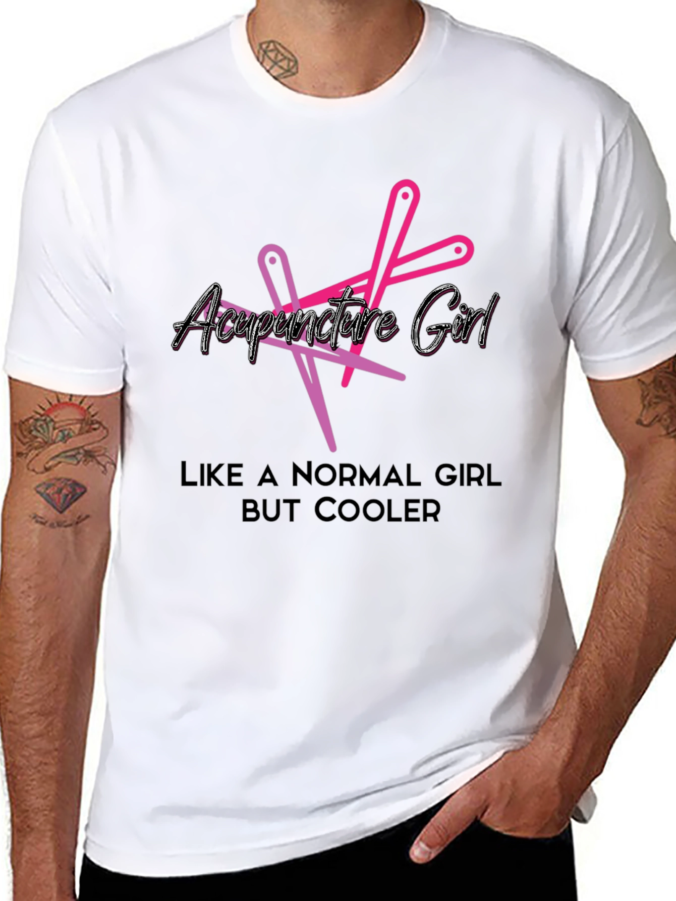 Acupuncture Girl Cool Graphic Black T-Shirt