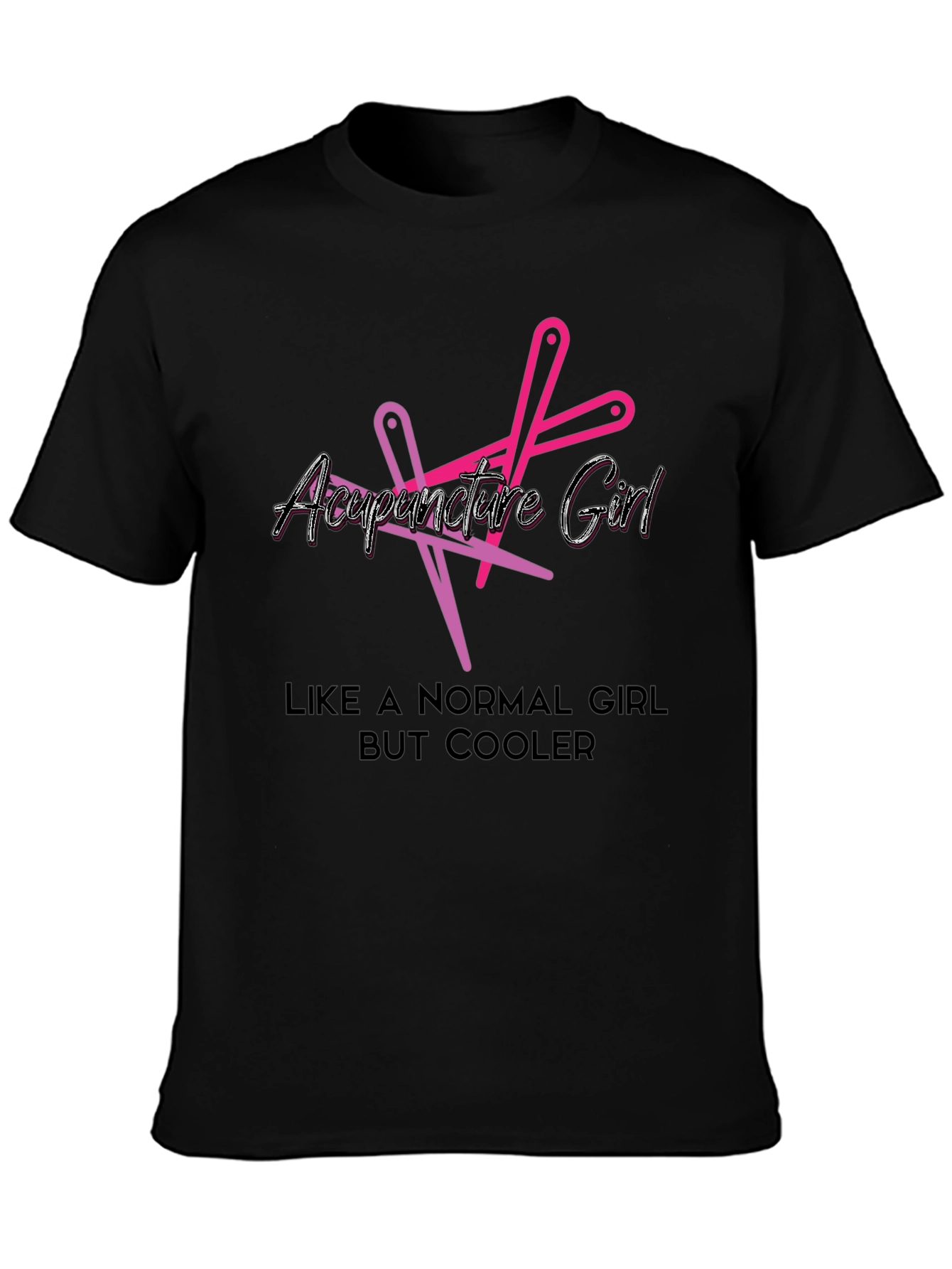 Acupuncture Girl Cool Graphic Black T-Shirt