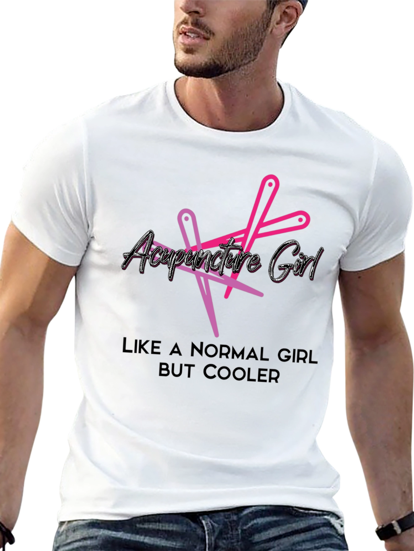Acupuncture Girl Cool Graphic Black T-Shirt