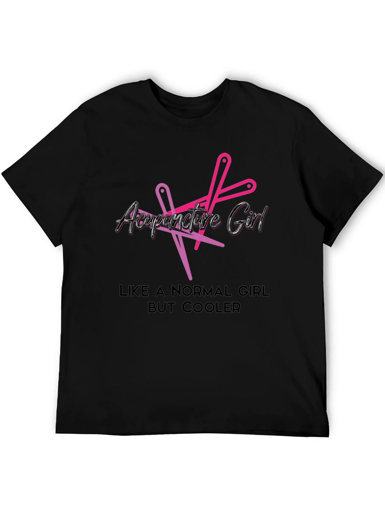 Acupuncture Girl Cool Graphic Black T-Shirt