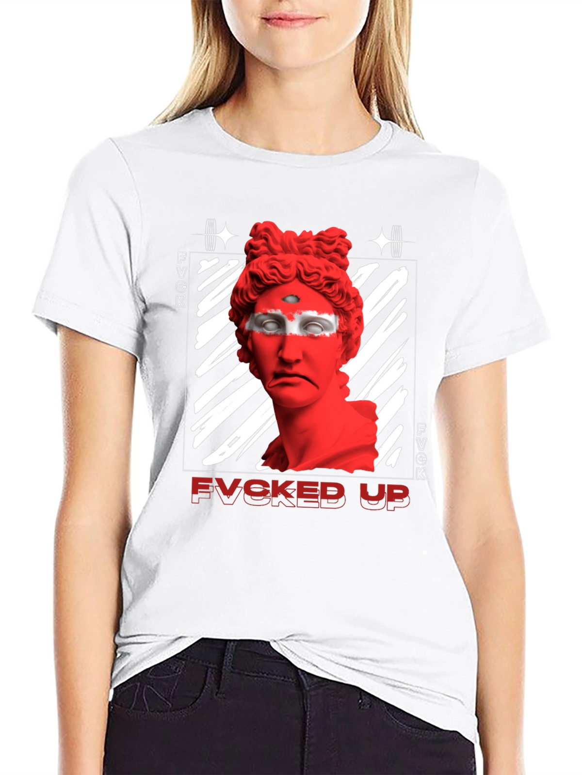 Edgy FVCKED UP Graphic Print T-Shirt