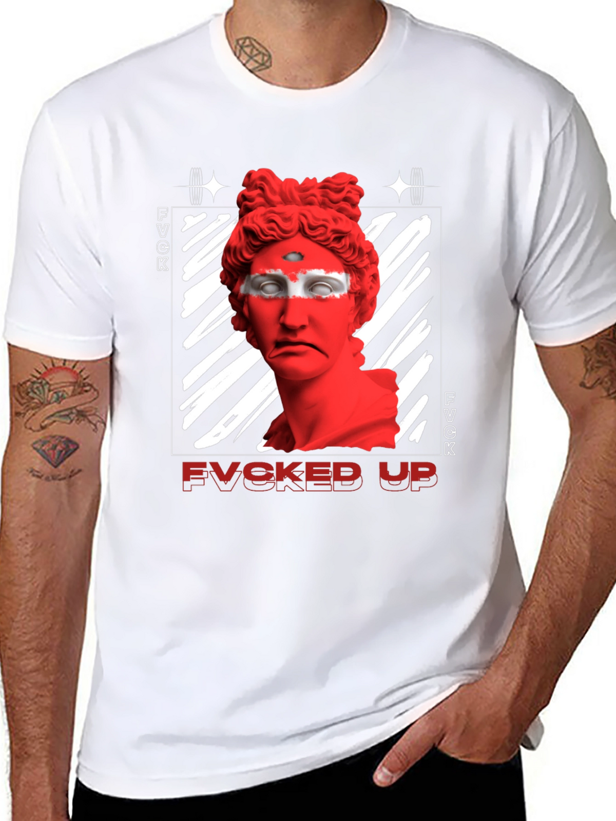 Edgy FVCKED UP Graphic Print T-Shirt