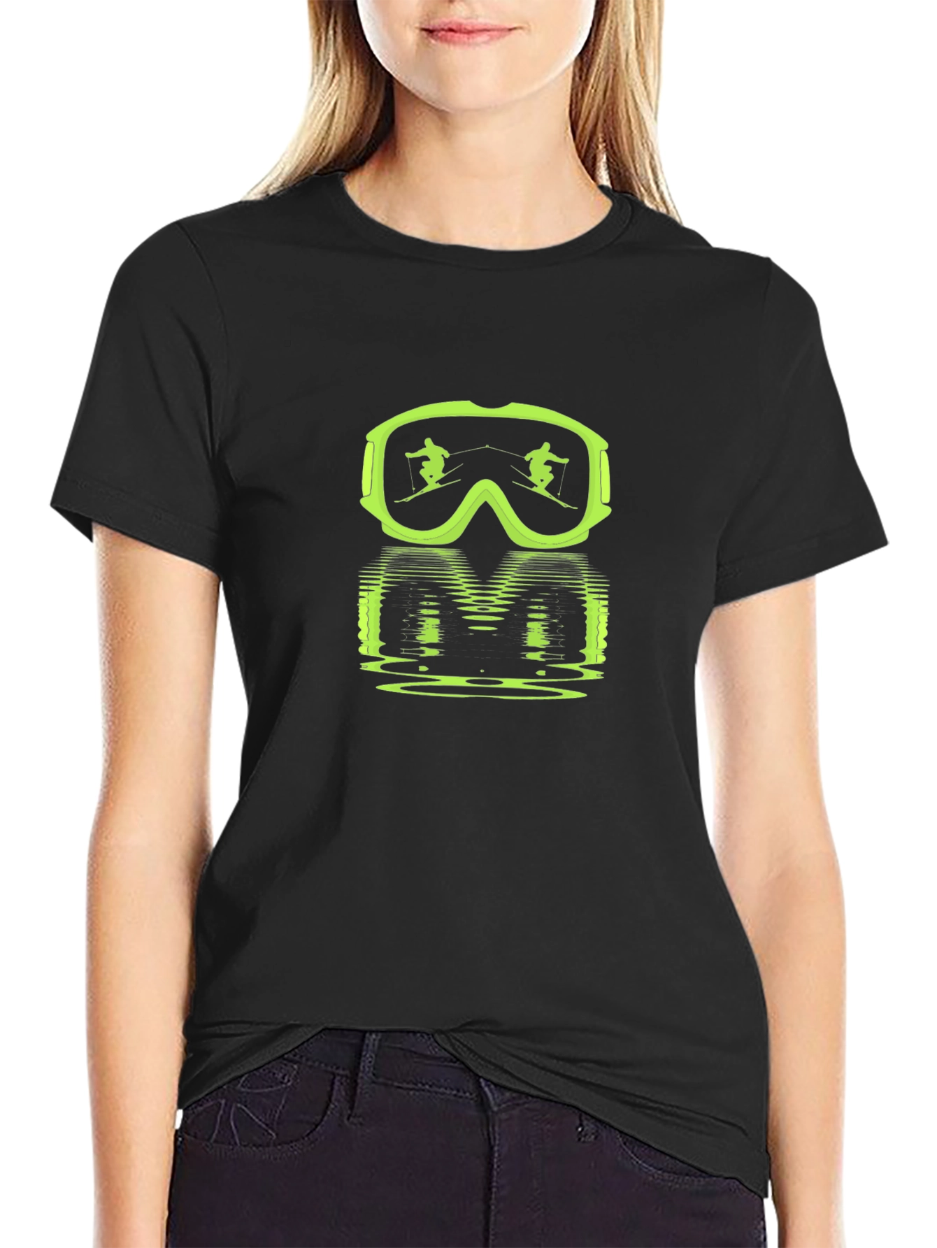 Ski Goggles Reflection Graphic Tee - Black