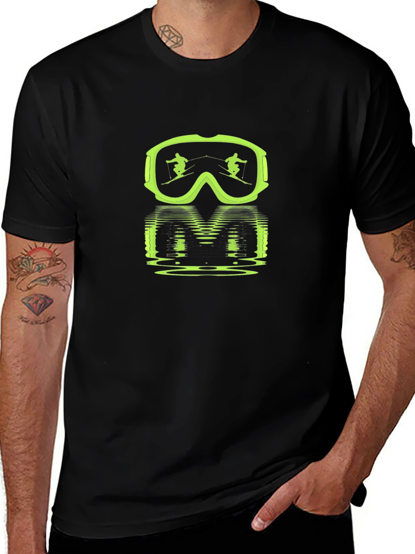 Ski Goggles Reflection Graphic Tee - Black